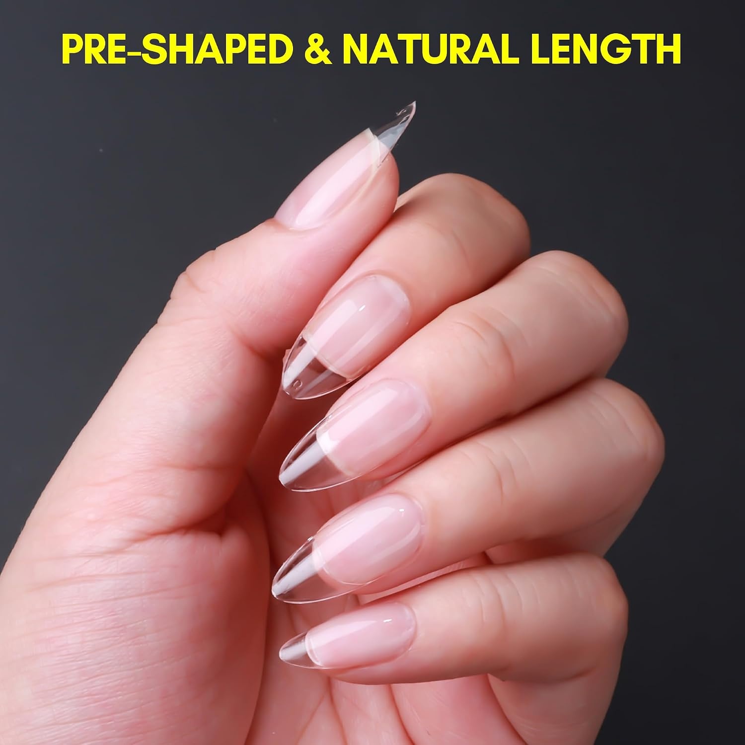 image:imageMakartt Almond Nail Tips 500pcs Medium Prebuffed Full Cover Clear Press on Nails 10 Sizes Soak Off Soft Gel Nail Tips Extension Professional Acrylic Fake Nails No Crease False Nail Salon DIY ArtA05Medium Almond120PCS