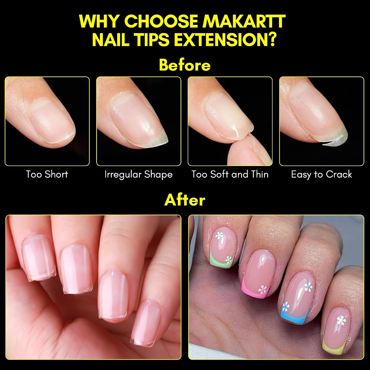 image:imageMakartt Almond Nail Tips 500pcs Medium Prebuffed Full Cover Clear Press on Nails 10 Sizes Soak Off Soft Gel Nail Tips Extension Professional Acrylic Fake Nails No Crease False Nail Salon DIY ArtA08Extra Short Square120PCS