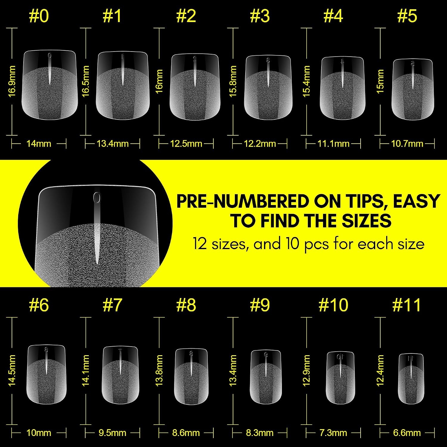 image:imageMakartt Almond Nail Tips 500pcs Medium Prebuffed Full Cover Clear Press on Nails 10 Sizes Soak Off Soft Gel Nail Tips Extension Professional Acrylic Fake Nails No Crease False Nail Salon DIY ArtA08Extra Short Square120PCS