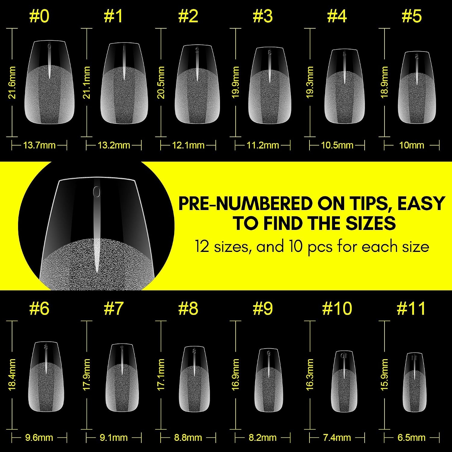 image:imageMakartt Almond Nail Tips 500pcs Medium Prebuffed Full Cover Clear Press on Nails 10 Sizes Soak Off Soft Gel Nail Tips Extension Professional Acrylic Fake Nails No Crease False Nail Salon DIY ArtA03Medium Coffin120PCS