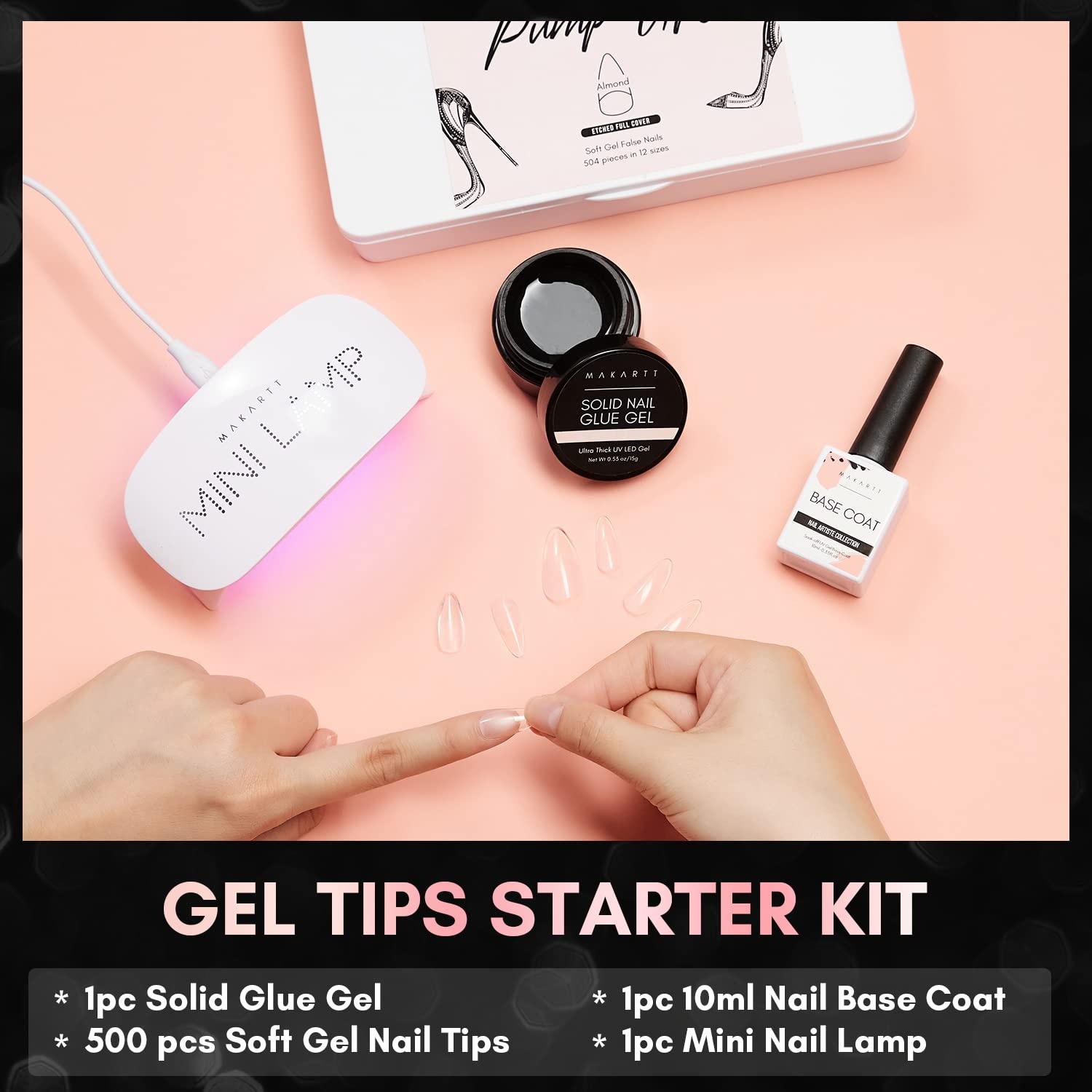 image:imageMakartt Almond Nail Tips 500pcs Medium Prebuffed Full Cover Clear Press on Nails 10 Sizes Soak Off Soft Gel Nail Tips Extension Professional Acrylic Fake Nails No Crease False Nail Salon DIY ArtNail Glue and Tips Kit