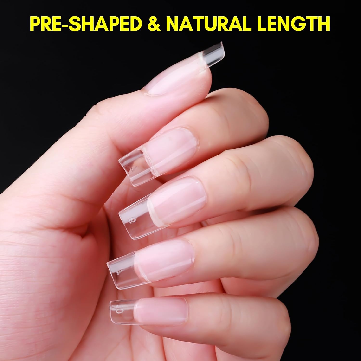 image:imageMakartt Almond Nail Tips 500pcs Medium Prebuffed Full Cover Clear Press on Nails 10 Sizes Soak Off Soft Gel Nail Tips Extension Professional Acrylic Fake Nails No Crease False Nail Salon DIY ArtA06Medium Square120PCS