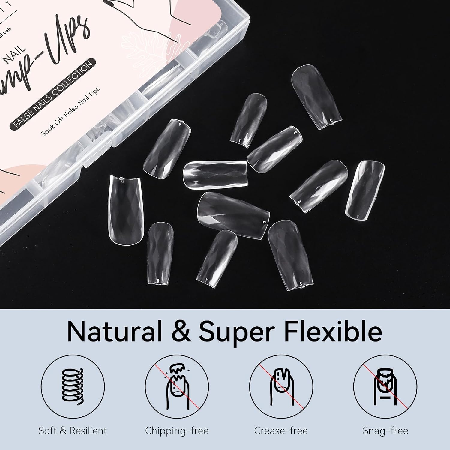 image:imageMakartt Almond Nail Tips 500pcs Medium Prebuffed Full Cover Clear Press on Nails 10 Sizes Soak Off Soft Gel Nail Tips Extension Professional Acrylic Fake Nails No Crease False Nail Salon DIY ArtA103D Medium Square120PCS