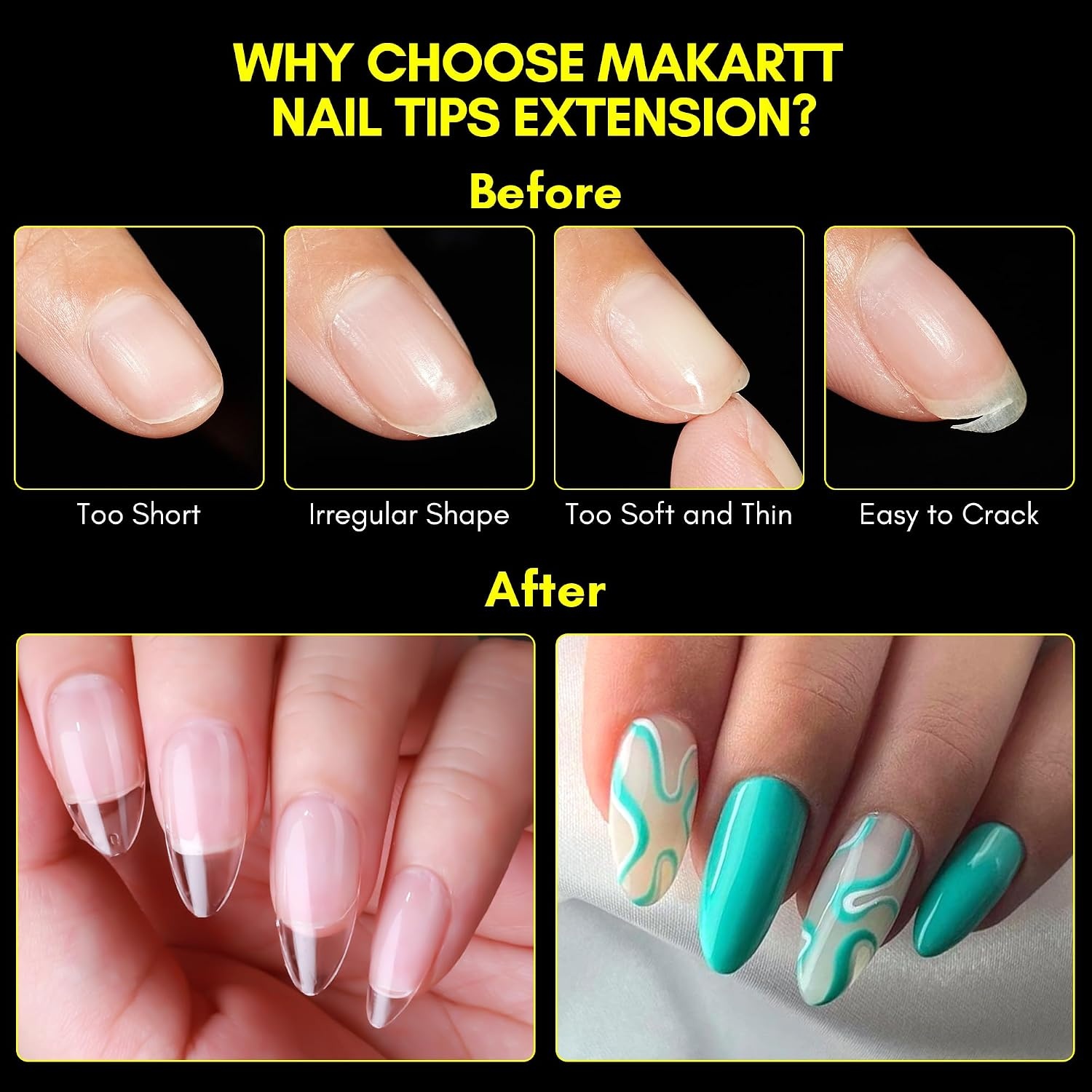 image:imageMakartt Almond Nail Tips 500pcs Medium Prebuffed Full Cover Clear Press on Nails 10 Sizes Soak Off Soft Gel Nail Tips Extension Professional Acrylic Fake Nails No Crease False Nail Salon DIY ArtA05Medium Almond120PCS
