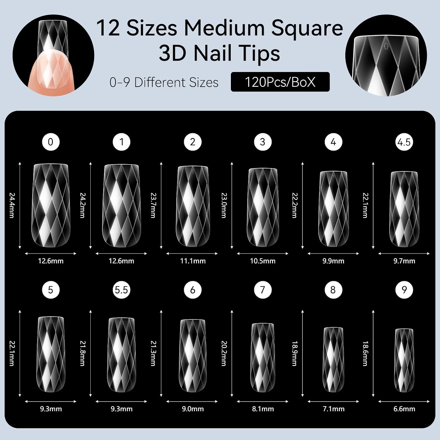 image:imageMakartt Almond Nail Tips 500pcs Medium Prebuffed Full Cover Clear Press on Nails 10 Sizes Soak Off Soft Gel Nail Tips Extension Professional Acrylic Fake Nails No Crease False Nail Salon DIY ArtA103D Medium Square120PCS