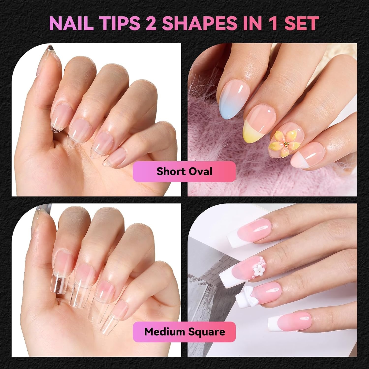 image:imageMakartt Almond Nail Tips 510pcs Full Cover Extra Short Fake Nails 15 Sizes Soft Gel Half Matte Preshape Soak Off for Press on Nails DIY for Extension No Crease Acrylic Nail Manicure Salon HomeShort Oval Medium Square