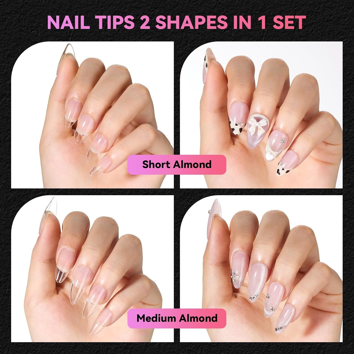 image:imageMakartt Almond Nail Tips 510pcs Full Cover Extra Short Fake Nails 15 Sizes Soft Gel Half Matte Preshape Soak Off for Press on Nails DIY for Extension No Crease Acrylic Nail Manicure Salon HomeShort Almond Medium Almond