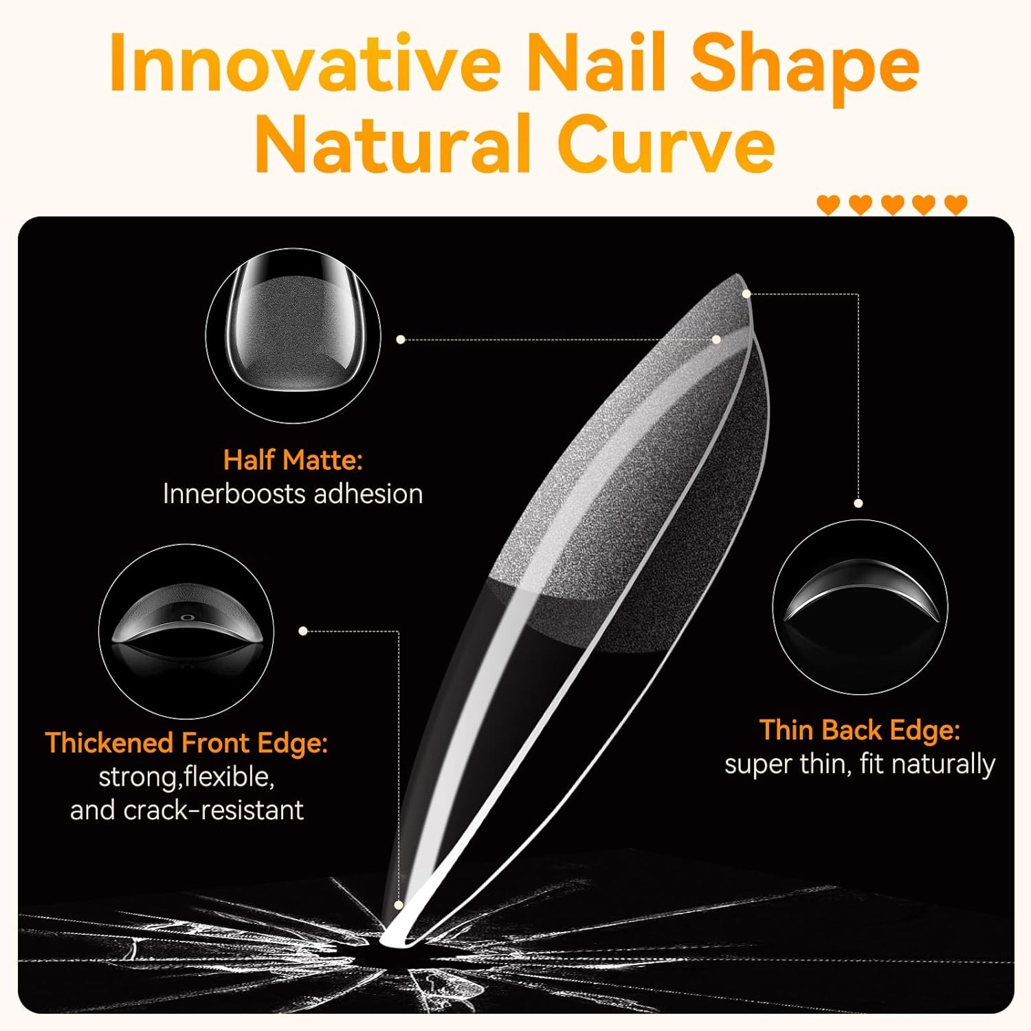 image:imageMakartt Almond Nail Tips 510pcs Full Cover Extra Short Fake Nails 15 Sizes Soft Gel Half Matte Preshape Soak Off for Press on Nails DIY for Extension No Crease Acrylic Nail Manicure Salon HomeShort Almond Nails