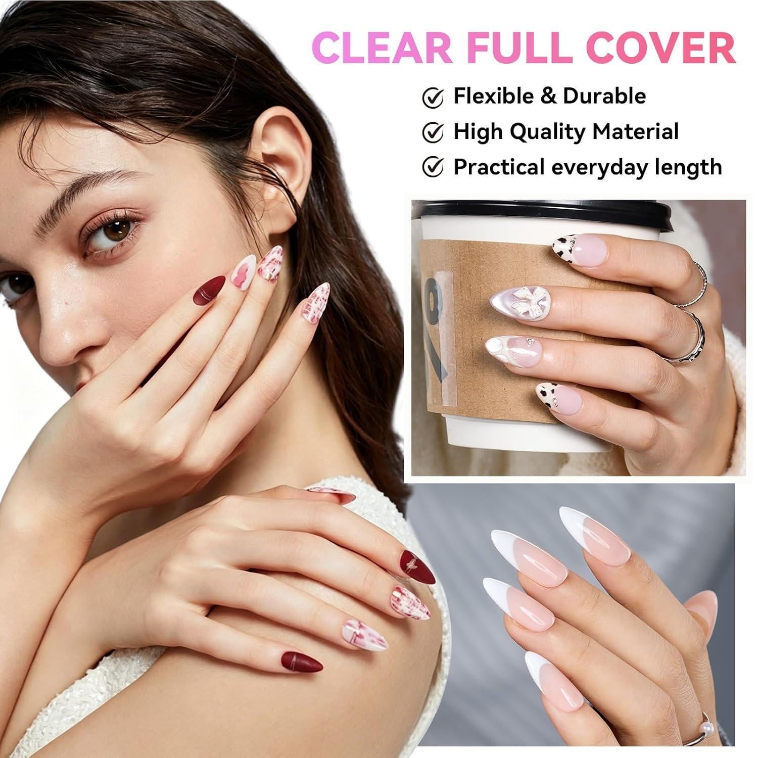 image:imageMakartt Almond Nail Tips 510pcs Full Cover Extra Short Fake Nails 15 Sizes Soft Gel Half Matte Preshape Soak Off for Press on Nails DIY for Extension No Crease Acrylic Nail Manicure Salon HomeShort Almond Medium Almond