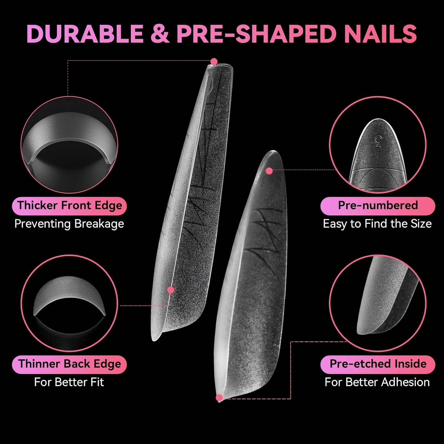 image:imageMakartt Almond Nail Tips 510pcs Full Cover Extra Short Fake Nails 15 Sizes Soft Gel Half Matte Preshape Soak Off for Press on Nails DIY for Extension No Crease Acrylic Nail Manicure Salon HomeLong Almond XL Tapered Square