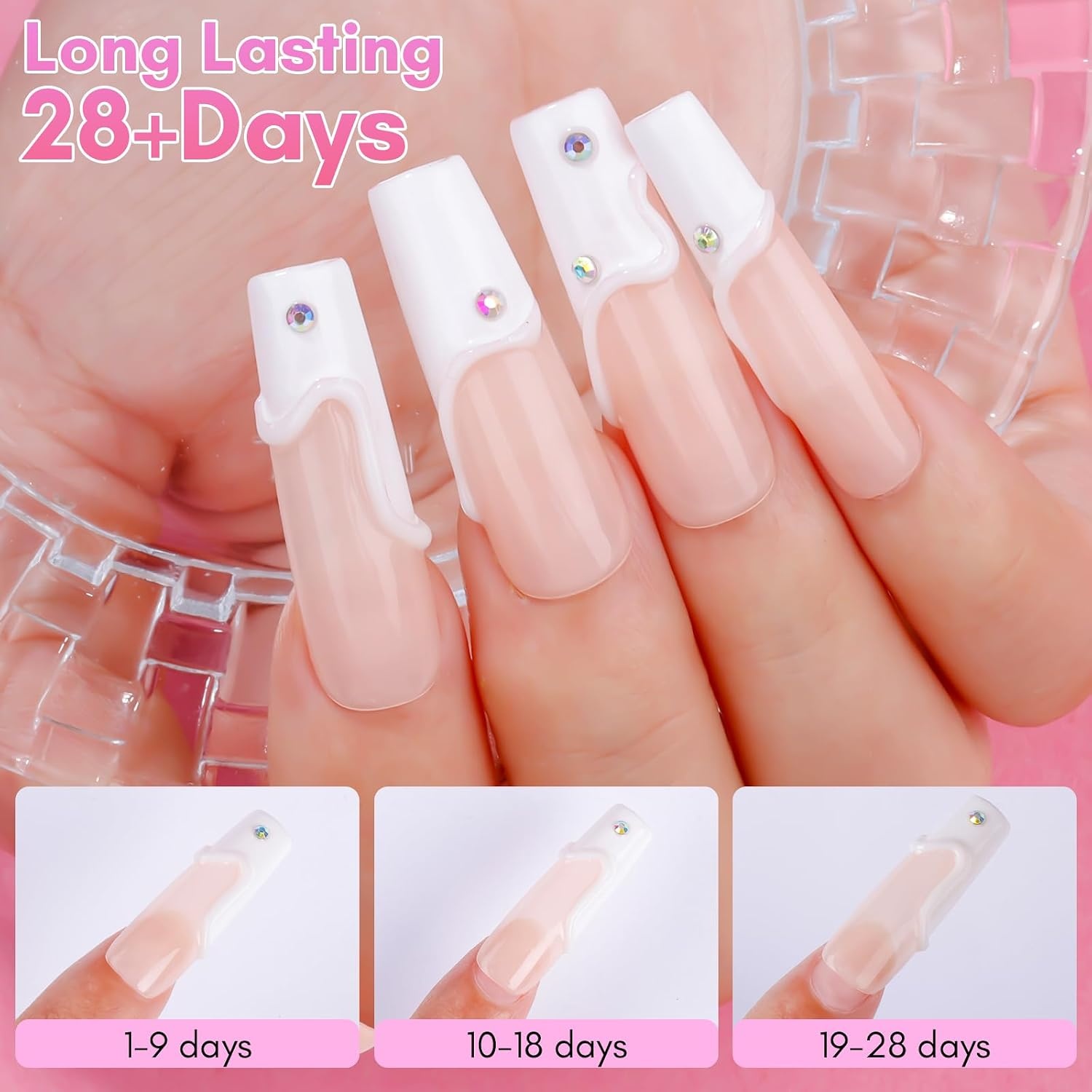 image:imageMakartt Blooming Gel amp 3D Gel Nail Art Kit Clear DIY Nail Art Supplies for Watercolor Marble Spreading Effect amp 3D Drawing Molding Sculpture Gems and Decoration UV LED Soak Off 15mlA06Whiteout Wonder