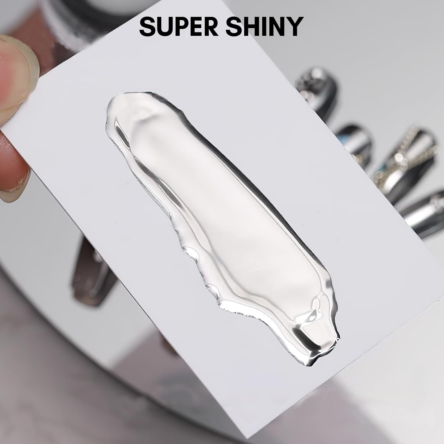image:imageMakartt Chrome Gel Nail Polish 8ml Metallic Gel Nail Polish Gold 3D Metal Painting Gel for Nail Art Soak off UVLED Glossy Mirror Effect Nail Glue Gel for Home Salon DIY ManicureSilver Mirror Shine Gel
