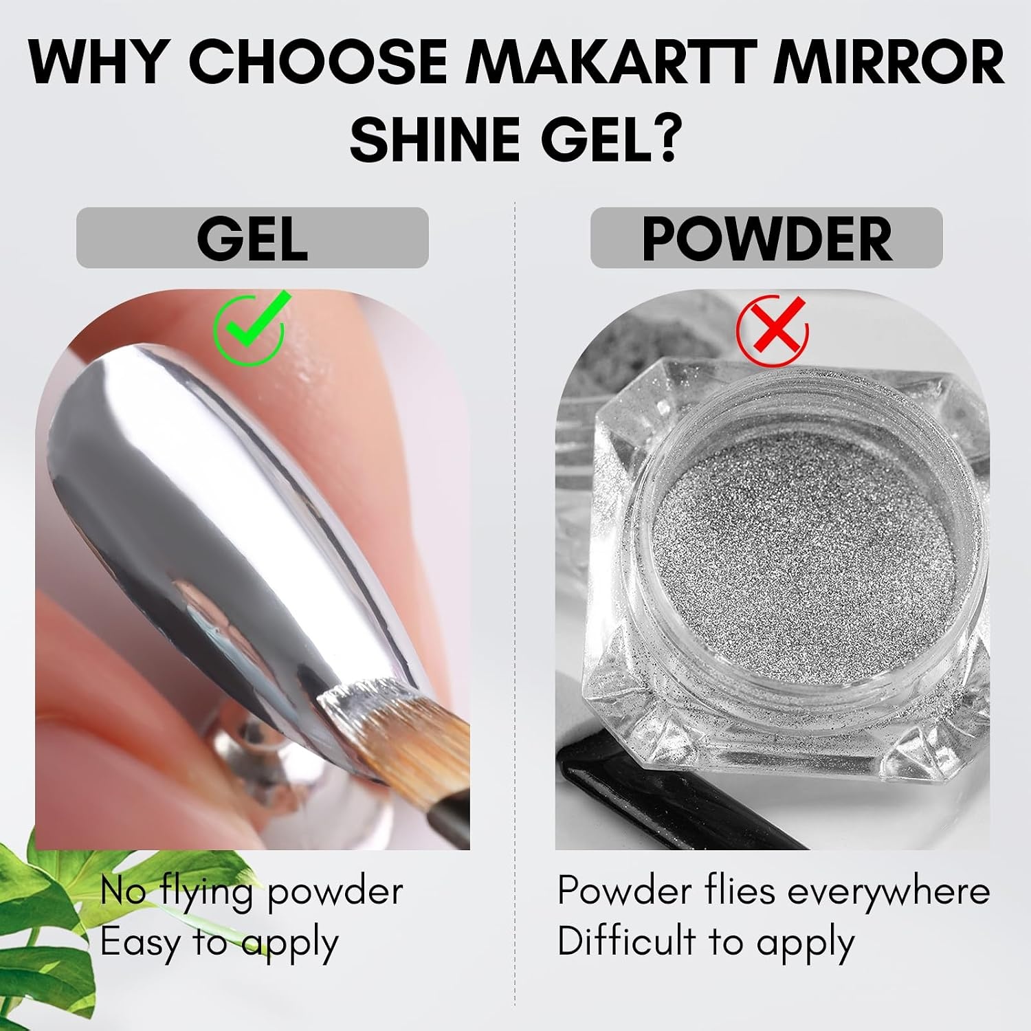 image:imageMakartt Chrome Gel Nail Polish 8ml Metallic Gel Nail Polish Gold 3D Metal Painting Gel for Nail Art Soak off UVLED Glossy Mirror Effect Nail Glue Gel for Home Salon DIY ManicureSilver Mirror Shine Gel