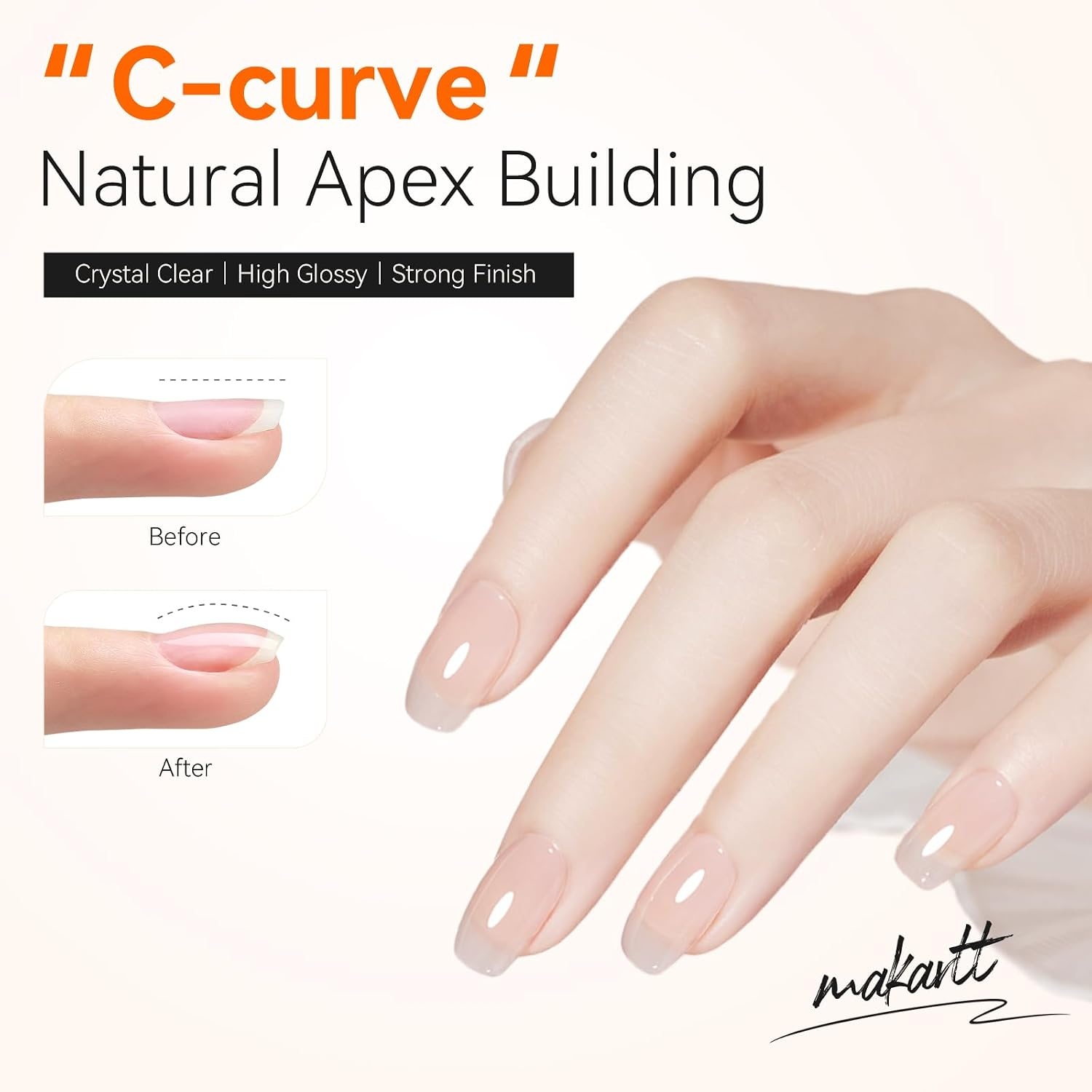 image:imageMakartt Clear Builder Nail Gel 7 in 1 Gel Nail Polish Rubber Base Coat Hard UV Light Strengthener Extension Thickening Rhinestone Soak Off Builder for Broken Nails Repair 1 Bottle 15mlA01Clear