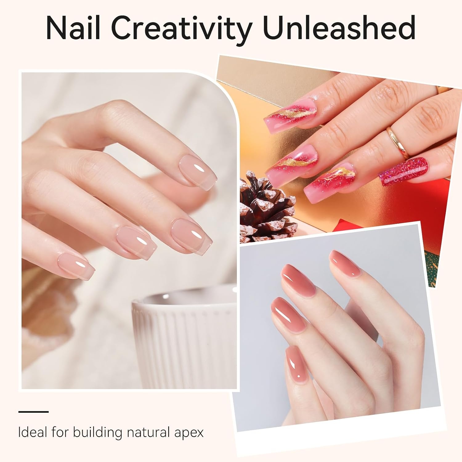 image:imageMakartt Clear Builder Nail Gel 7 in 1 Gel Nail Polish Rubber Base Coat Hard UV Light Strengthener Extension Thickening Rhinestone Soak Off Builder for Broken Nails Repair 1 Bottle 15mlA01Clear