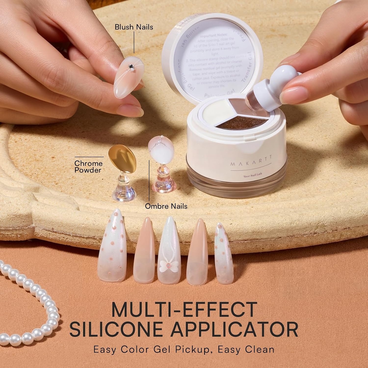 image:imageMakartt ColorPot 5in1 Nail Art Gel 3 Colors Gel Nail Polish No Wipe with Nail Stamp for Stamping Ombre Patting Painting Sculpting amp French Tips with Silicone Head for Manicure Home DIY SalonMocha Latte