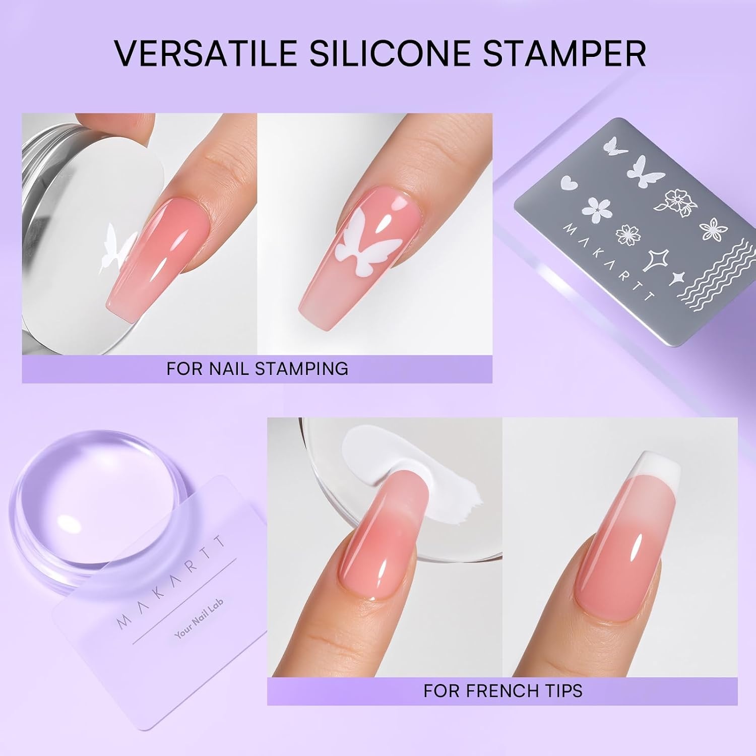 image:imageMakartt ColorPot 5in1 Nail Art Gel 3 Colors Gel Nail Polish No Wipe with Nail Stamp for Stamping Ombre Patting Painting Sculpting amp French Tips with Silicone Head for Manicure Home DIY SalonBerry Ribbon