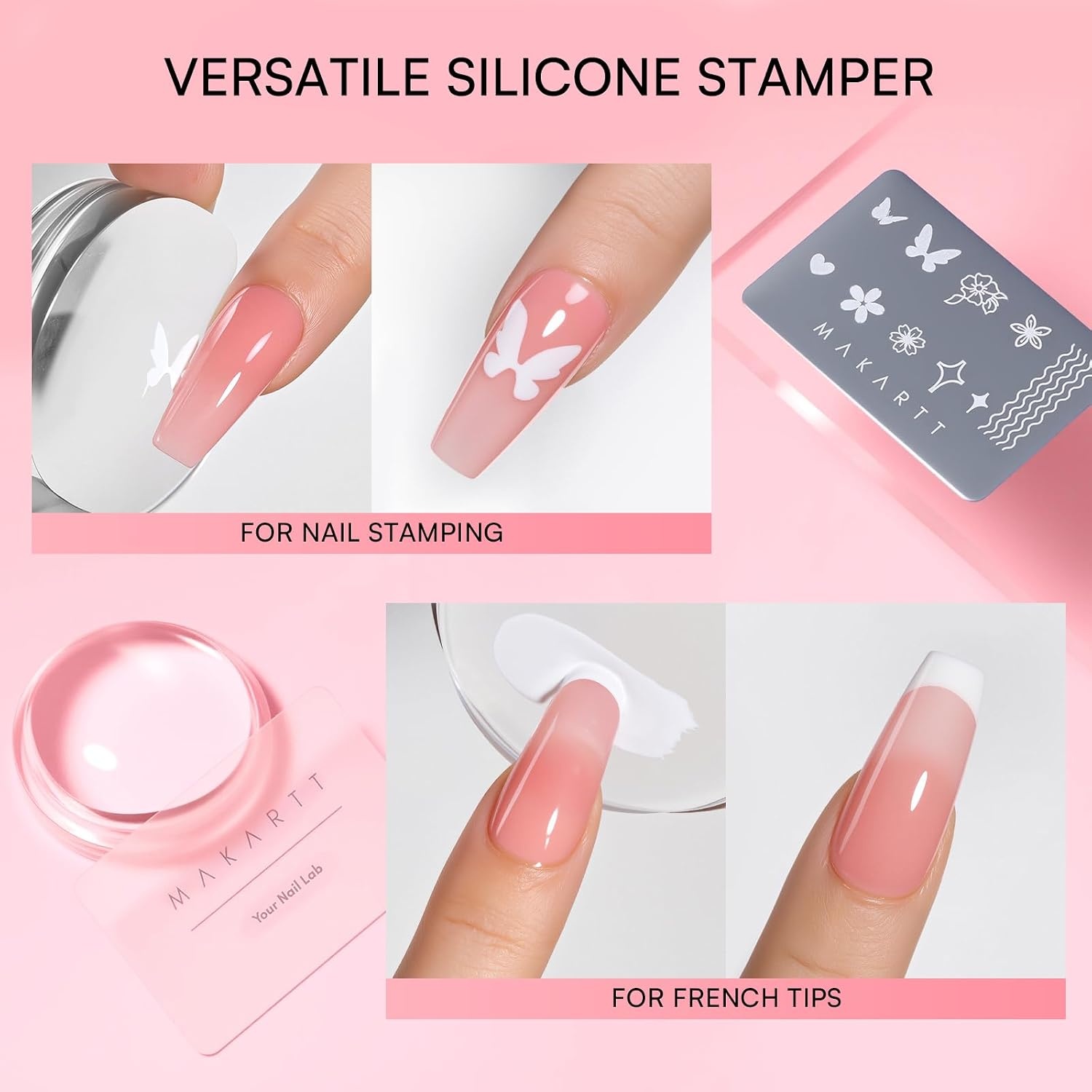 image:imageMakartt ColorPot 5in1 Nail Art Gel 3 Colors Gel Nail Polish No Wipe with Nail Stamp for Stamping Ombre Patting Painting Sculpting amp French Tips with Silicone Head for Manicure Home DIY SalonBlush Fade