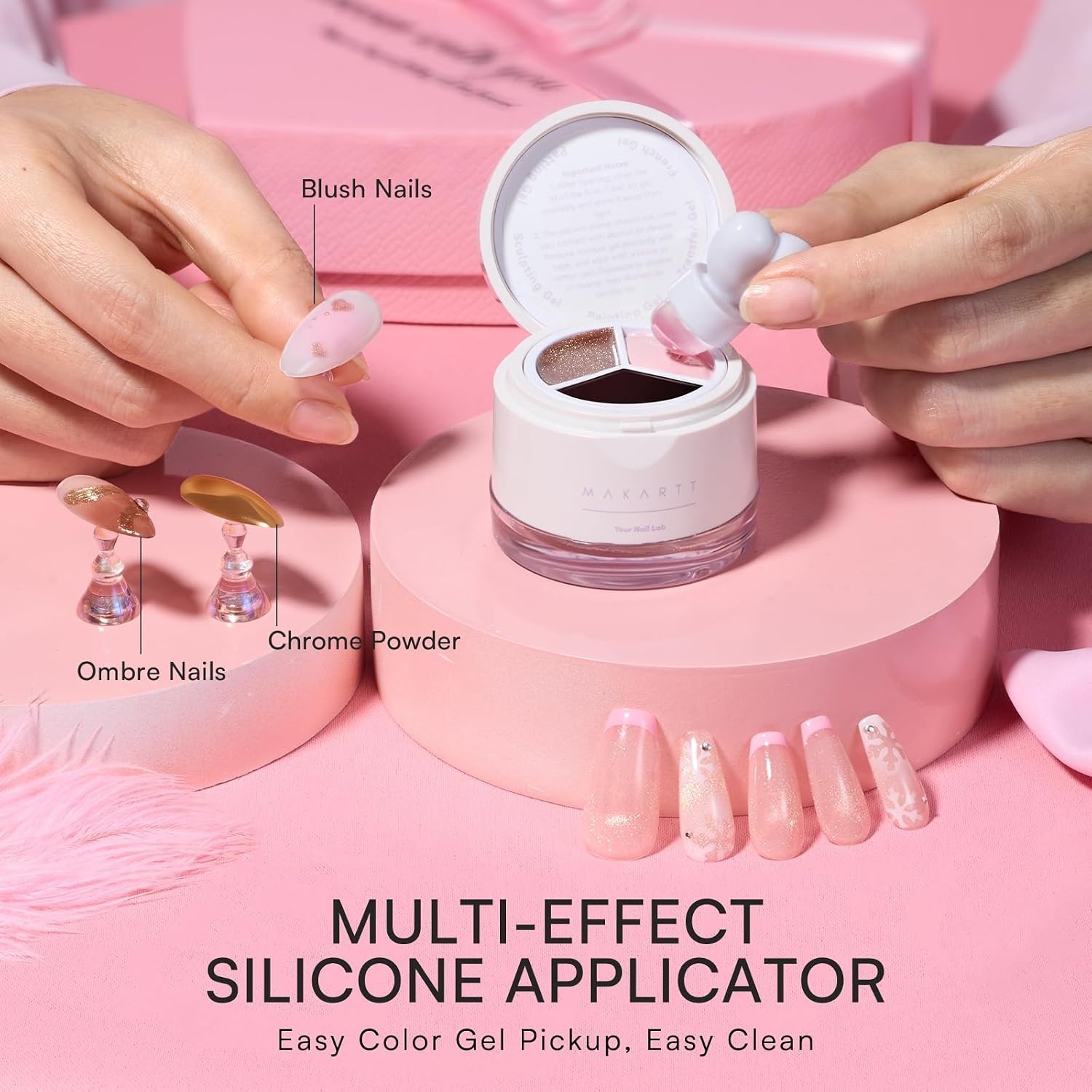 image:imageMakartt ColorPot 5in1 Nail Art Gel 3 Colors Gel Nail Polish No Wipe with Nail Stamp for Stamping Ombre Patting Painting Sculpting amp French Tips with Silicone Head for Manicure Home DIY SalonPeachy Cocoa