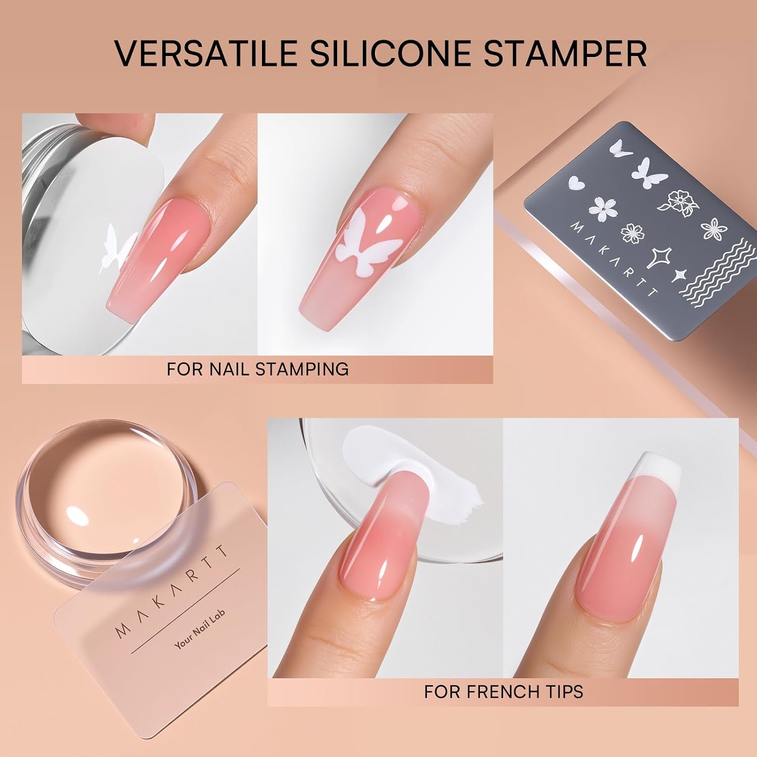 image:imageMakartt ColorPot 5in1 Nail Art Gel 3 Colors Gel Nail Polish No Wipe with Nail Stamp for Stamping Ombre Patting Painting Sculpting amp French Tips with Silicone Head for Manicure Home DIY SalonMocha Latte