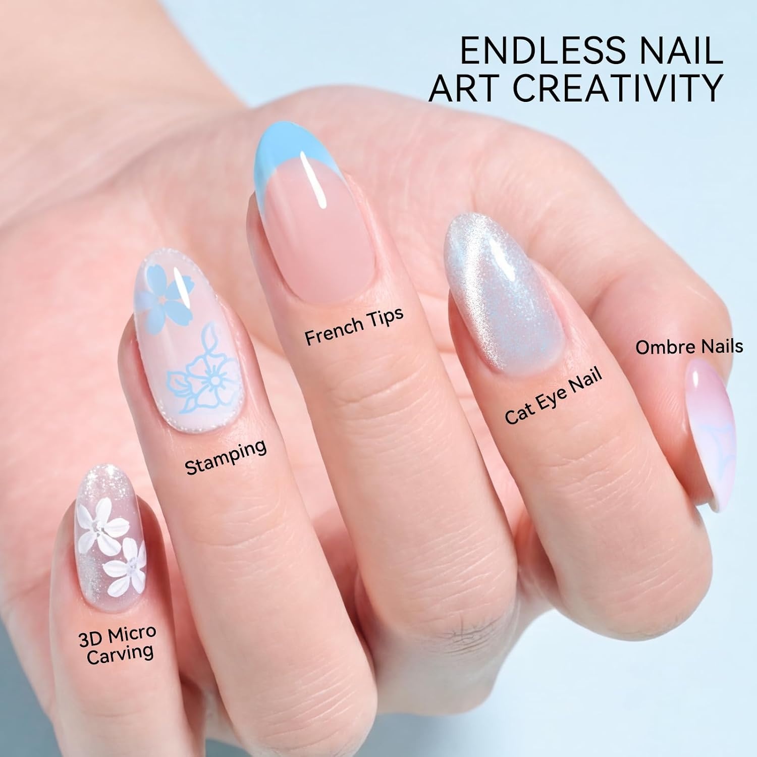 image:imageMakartt ColorPot 5in1 Nail Art Gel 3 Colors Gel Nail Polish No Wipe with Nail Stamp for Stamping Ombre Patting Painting Sculpting amp French Tips with Silicone Head for Manicure Home DIY SalonFrosty Blend