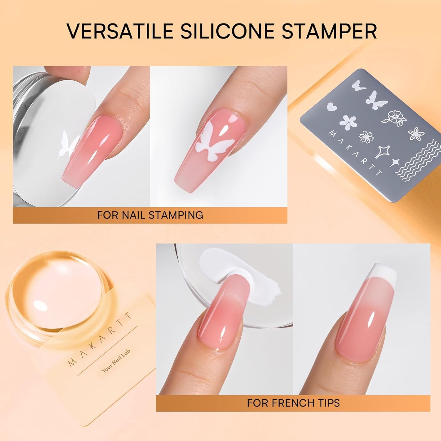 image:imageMakartt ColorPot 5in1 Nail Art Gel 3 Colors Gel Nail Polish No Wipe with Nail Stamp for Stamping Ombre Patting Painting Sculpting amp French Tips with Silicone Head for Manicure Home DIY SalonBoba Cream