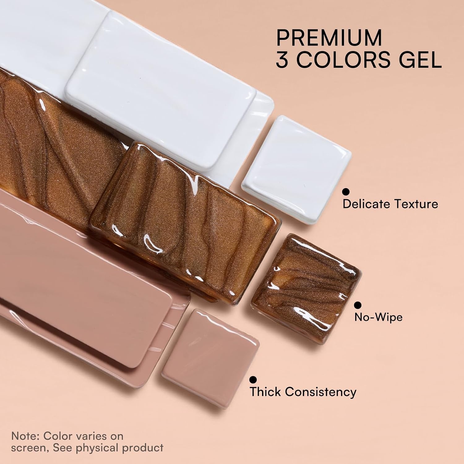 image:imageMakartt ColorPot 5in1 Nail Art Gel 3 Colors Gel Nail Polish No Wipe with Nail Stamp for Stamping Ombre Patting Painting Sculpting amp French Tips with Silicone Head for Manicure Home DIY SalonMocha Latte