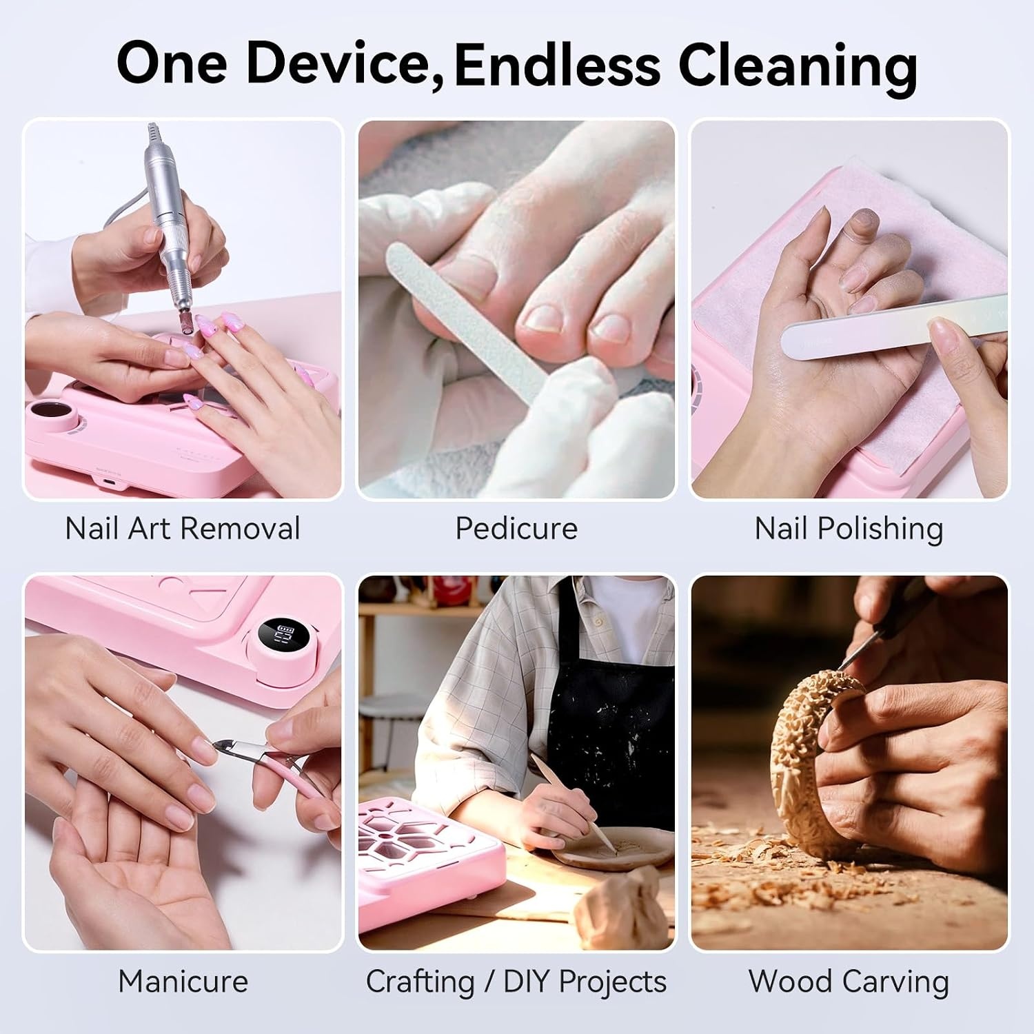 image:imageMakartt Compact Rechargeable Nail Dust Collector 5500RPM Dust Collector Nail Tech ERYNOS Adjustable SpeedQuiet for Polishing Cuticle Manicure SalonampHome Use With 10pcs FiltersampDust Brush WhiteERYNOS Pink