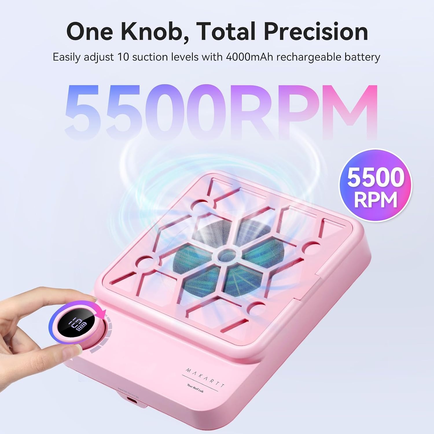 image:imageMakartt Compact Rechargeable Nail Dust Collector 5500RPM Dust Collector Nail Tech ERYNOS Adjustable SpeedQuiet for Polishing Cuticle Manicure SalonampHome Use With 10pcs FiltersampDust Brush WhiteERYNOS Pink