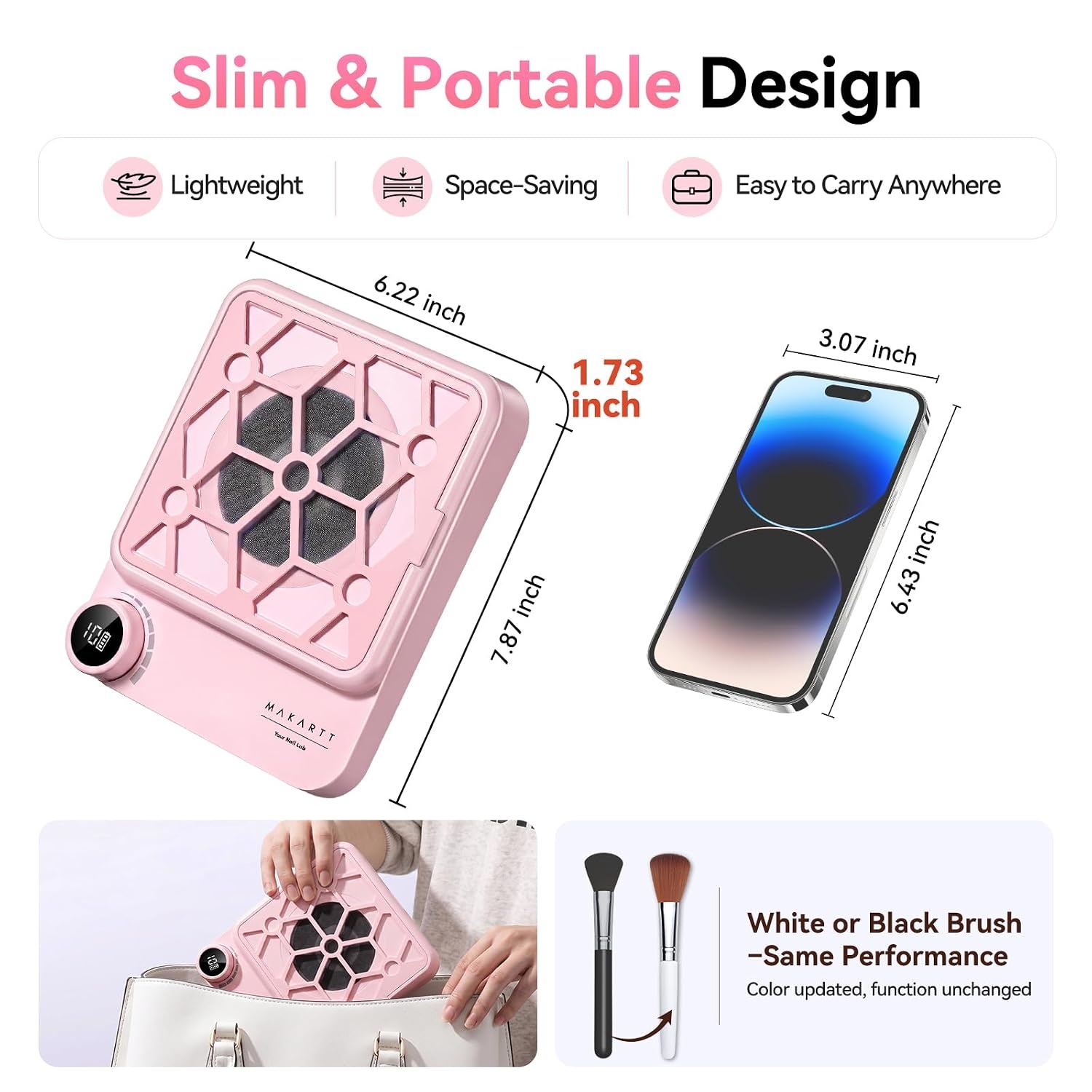 image:imageMakartt Compact Rechargeable Nail Dust Collector 5500RPM Dust Collector Nail Tech ERYNOS Adjustable SpeedQuiet for Polishing Cuticle Manicure SalonampHome Use With 10pcs FiltersampDust Brush WhiteERYNOS Pink