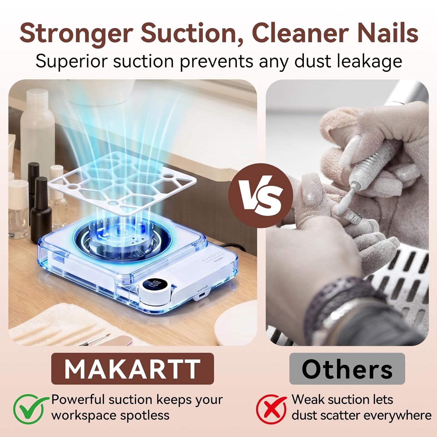 image:imageMakartt Compact Rechargeable Nail Dust Collector 5500RPM Dust Collector Nail Tech ERYNOS Adjustable SpeedQuiet for Polishing Cuticle Manicure SalonampHome Use With 10pcs FiltersampDust Brush WhiteERYNOS White