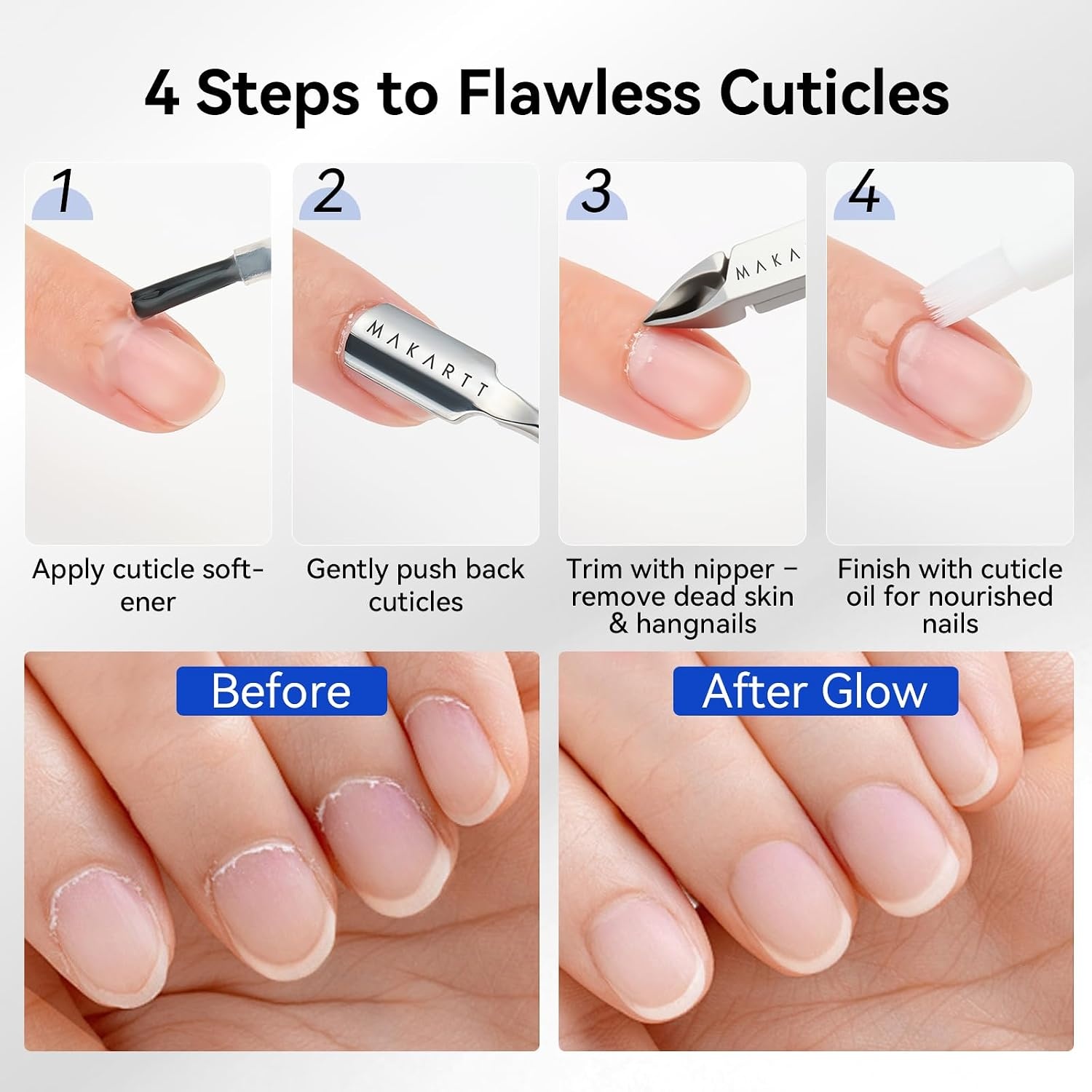 image:imageMakartt Cuticle Nipper Full Jaw Sharp Nail Trimmer Cutter for Care amp Prep Manicure Kit for Home and Salon Use Silver Pack of 11pcBlack Cuticle Nipper