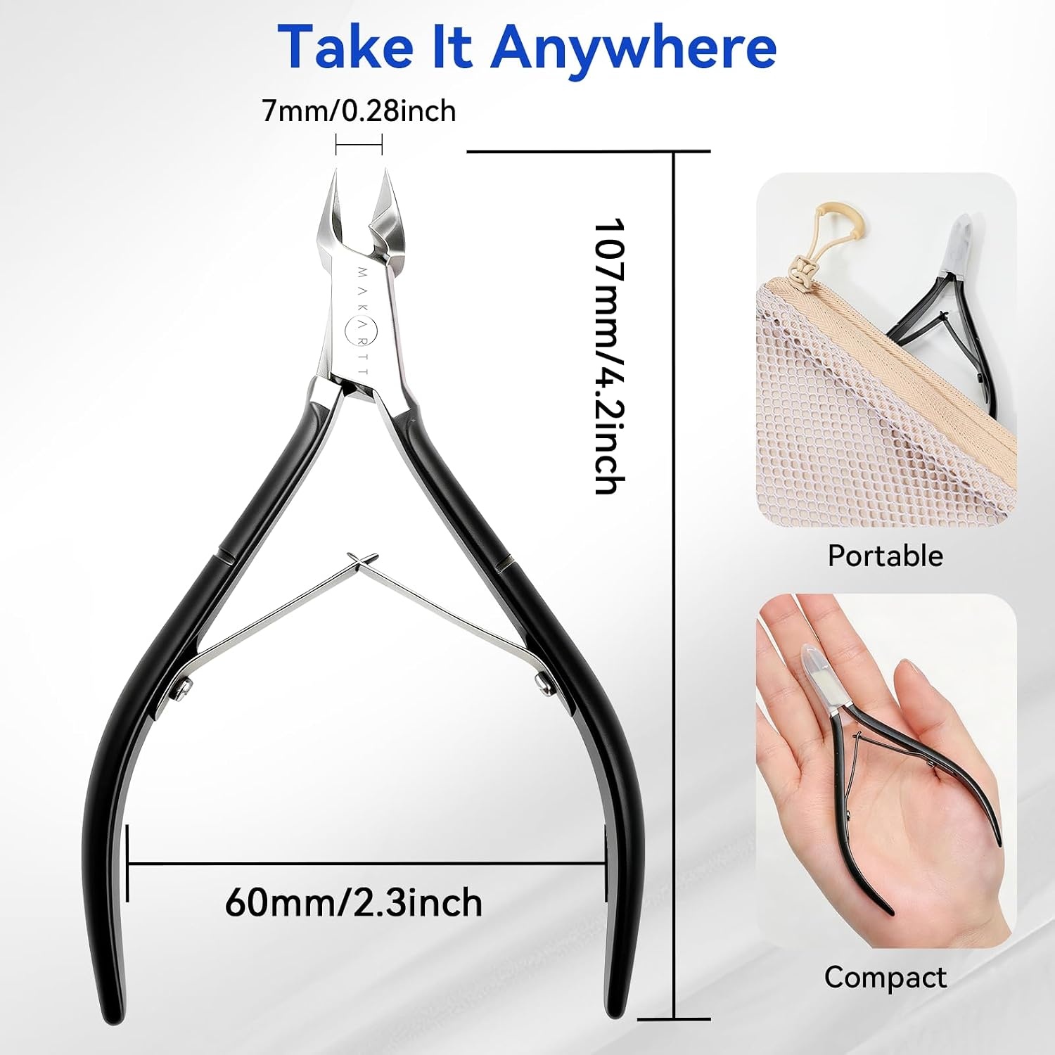 image:imageMakartt Cuticle Nipper Full Jaw Sharp Nail Trimmer Cutter for Care amp Prep Manicure Kit for Home and Salon Use Silver Pack of 12pcsBlack Cuticle Nippers