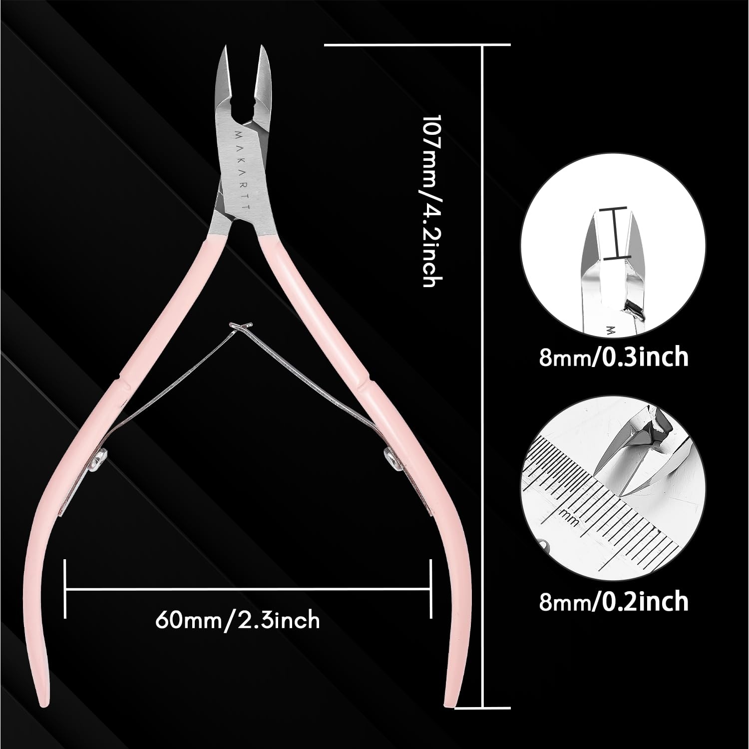 image:imageMakartt Cuticle Nipper Full Jaw Sharp Nail Trimmer Cutter for Care amp Prep Manicure Kit for Home and Salon Use Silver Pack of 1Pink Cuticle Nippers 1 Pack