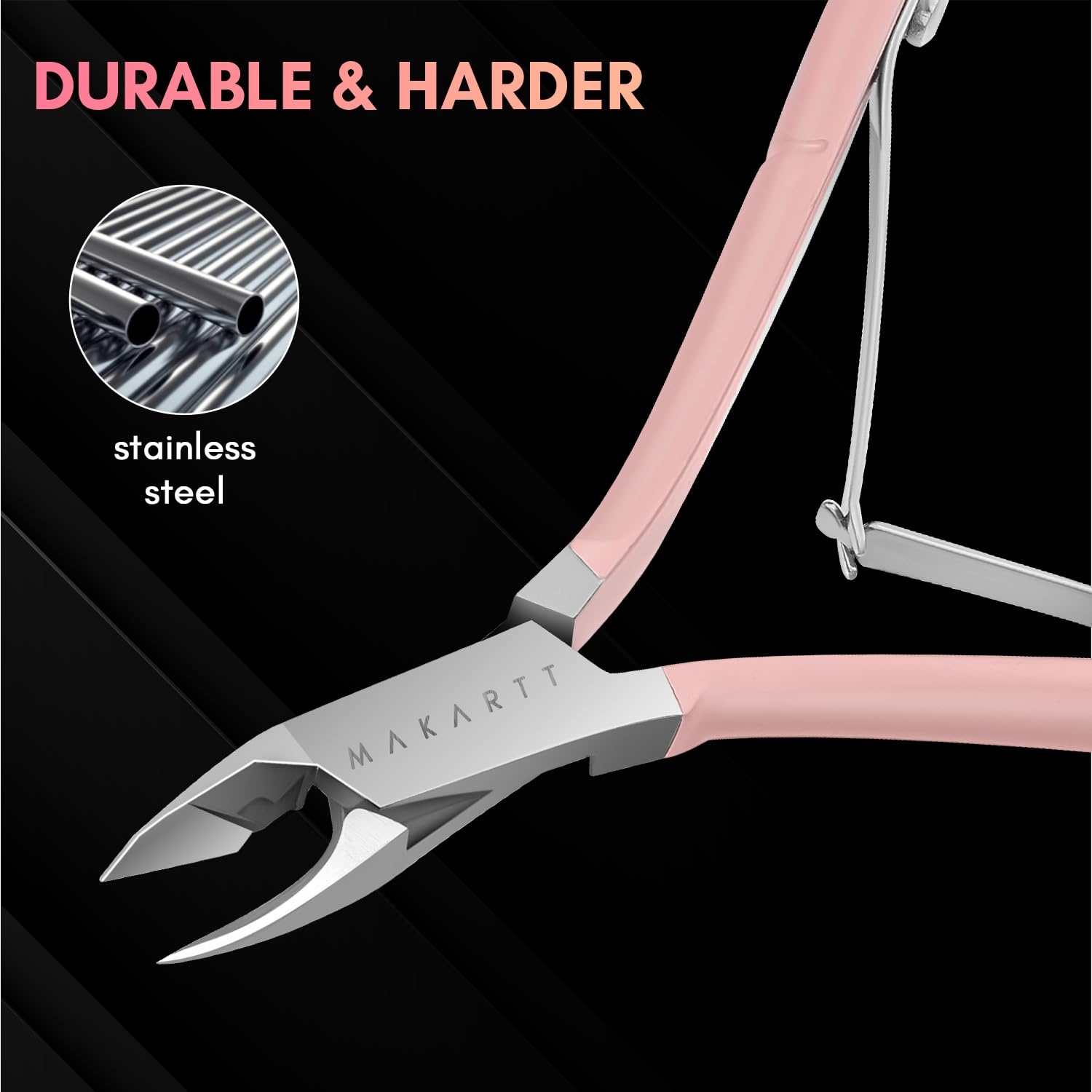 image:imageMakartt Cuticle Nipper Full Jaw Sharp Nail Trimmer Cutter for Care amp Prep Manicure Kit for Home and Salon Use Silver Pack of 1Pink Cuticle Nippers 1 Pack
