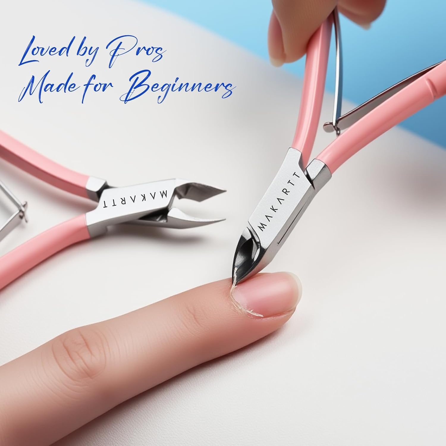 image:imageMakartt Cuticle Nipper Full Jaw Sharp Nail Trimmer Cutter for Care amp Prep Manicure Kit for Home and Salon Use Silver Pack of 1Pink Cuticle Nippers 2 Pack