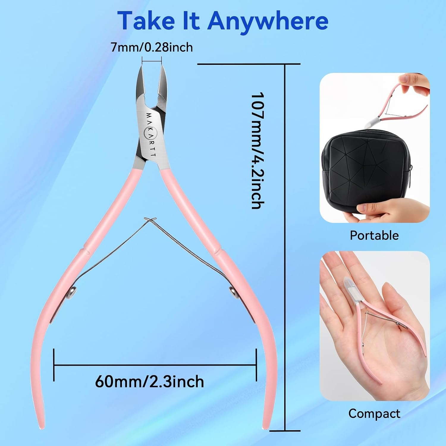 image:imageMakartt Cuticle Nipper Full Jaw Sharp Nail Trimmer Cutter for Care amp Prep Manicure Kit for Home and Salon Use Silver Pack of 1Pink Cuticle Nippers 2 Pack
