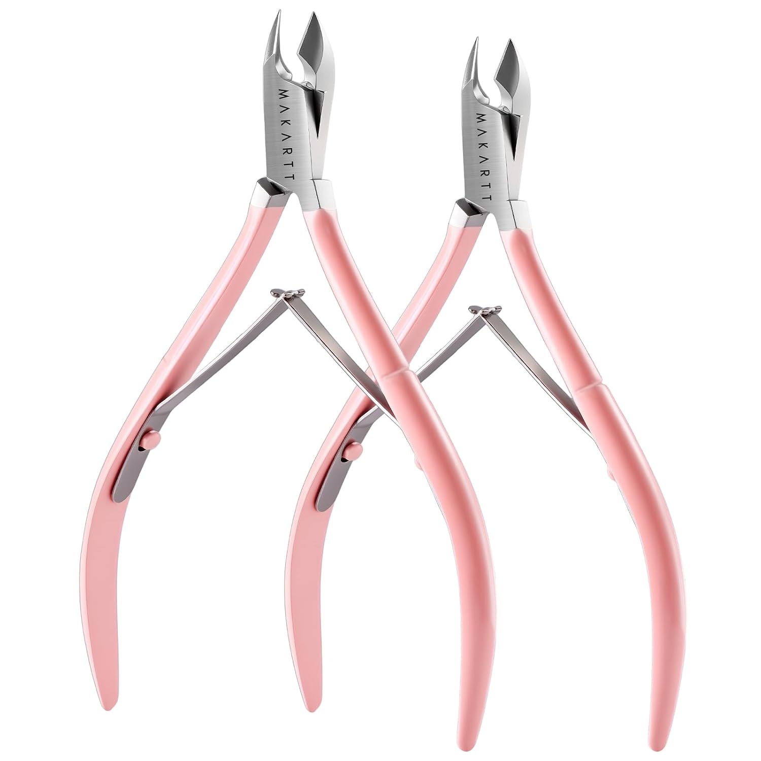 image:imageMakartt Cuticle Nipper Full Jaw Sharp Nail Trimmer Cutter for Care amp Prep Manicure Kit for Home and Salon Use Silver Pack of 1Pink Cuticle Nippers 2 Pack