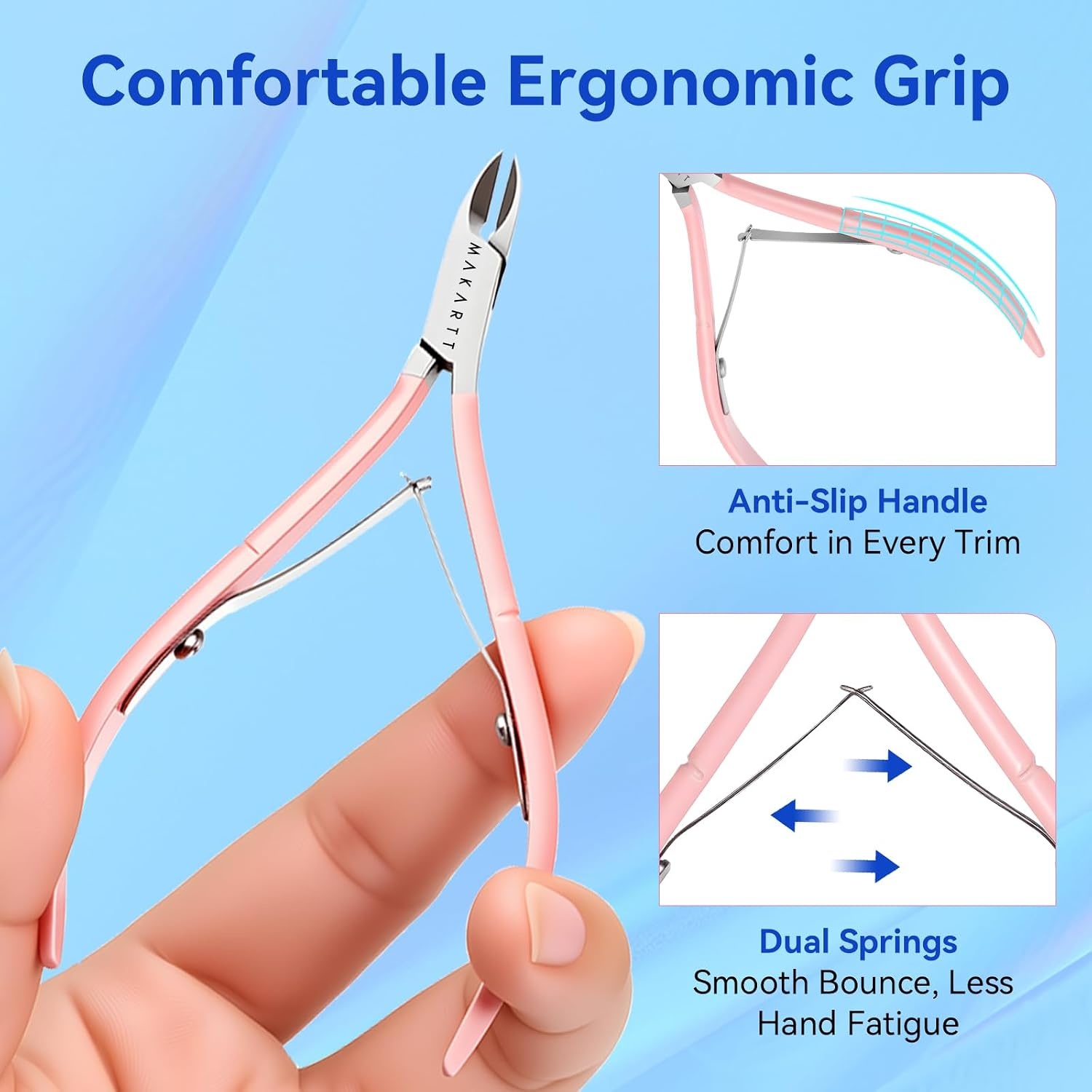image:imageMakartt Cuticle Nipper Full Jaw Sharp Nail Trimmer Cutter for Care amp Prep Manicure Kit for Home and Salon Use Silver Pack of 1Pink Cuticle Nippers 2 Pack