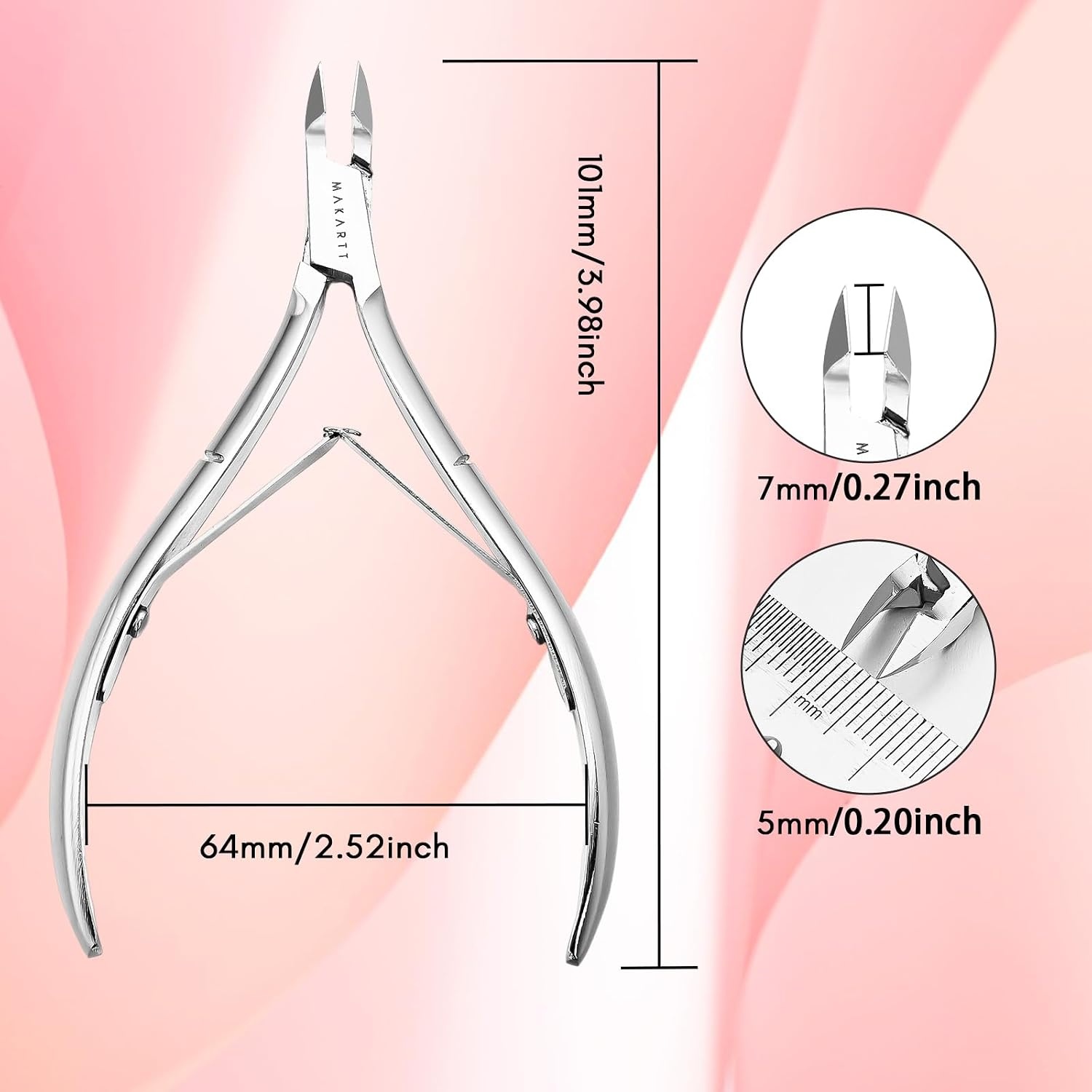 image:imageMakartt Cuticle Nipper Full Jaw Sharp Nail Trimmer Cutter for Care amp Prep Manicure Kit for Home and Salon Use Silver Pack of 1Silver Cuticle Nippers 1 Pack