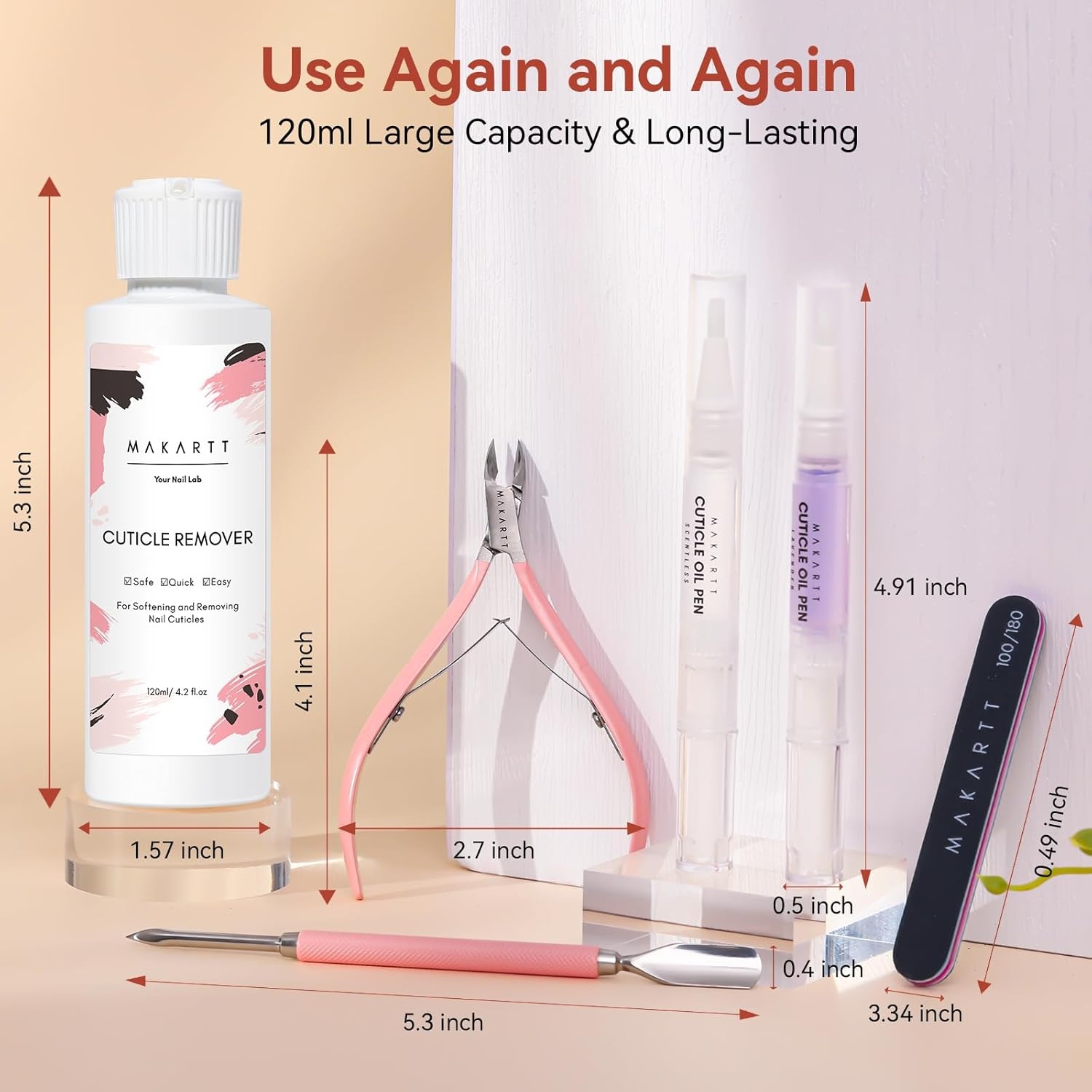image:imageMakartt Cuticle Remover Liquid 50ml Professional Instant Softener Cream for Dry Cuticles SalonQuality Nail Care Dissolver for Manicure amp Pedicure Use120ml Cuticle Remover Kit