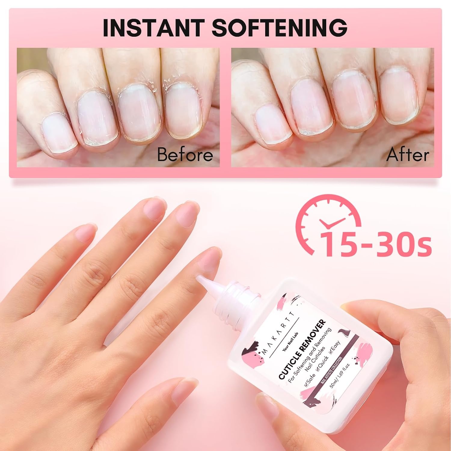 image:imageMakartt Cuticle Remover Liquid 50ml Professional Instant Softener Cream for Dry Cuticles SalonQuality Nail Care Dissolver for Manicure amp Pedicure Use50ml Cuticle Remover Liquid