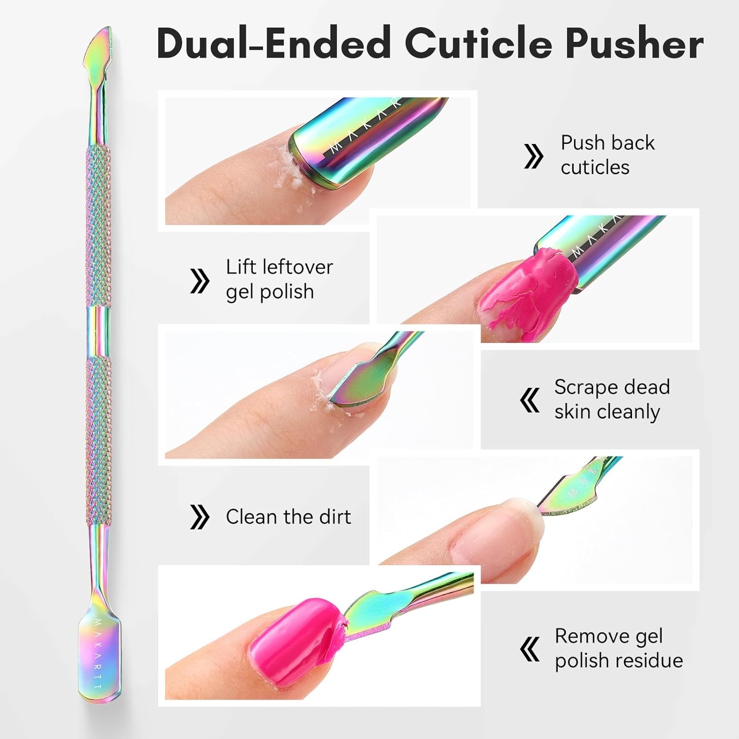 image:imageMakartt Cuticle Trimmer with Cuticle Pusher Stainless Steel Cuticles Nipper with Dual Spring Ergonomic Handle 7mm Blade amp DualEnded Pusher for Nail Care amp Gel Removal PinkMulticolored