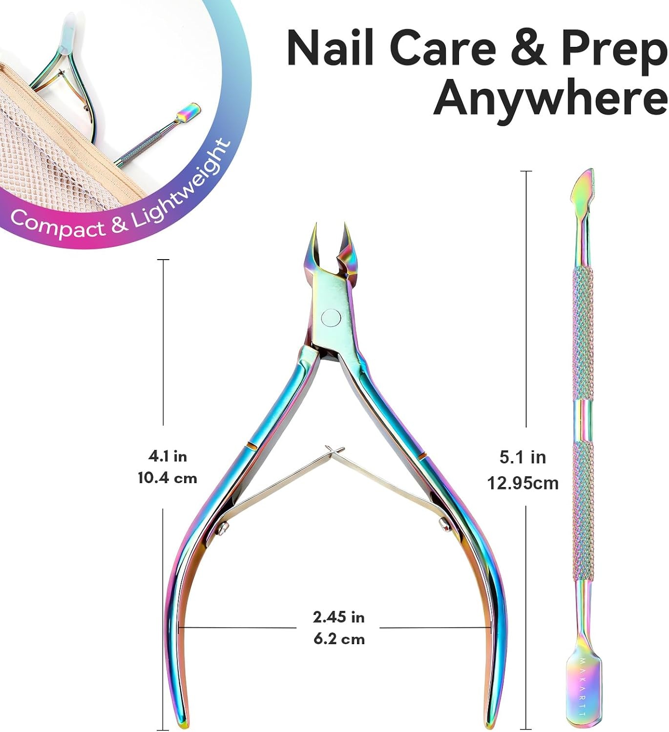 image:imageMakartt Cuticle Trimmer with Cuticle Pusher Stainless Steel Cuticles Nipper with Dual Spring Ergonomic Handle 7mm Blade amp DualEnded Pusher for Nail Care amp Gel Removal PinkMulticolored