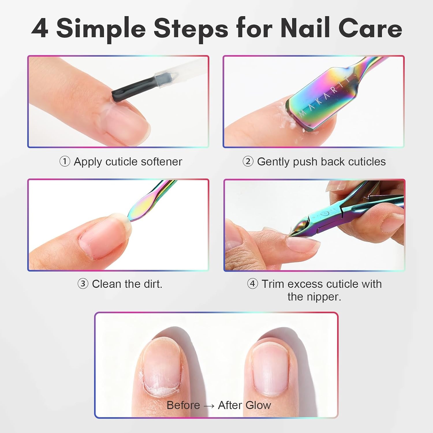 image:imageMakartt Cuticle Trimmer with Cuticle Pusher Stainless Steel Cuticles Nipper with Dual Spring Ergonomic Handle 7mm Blade amp DualEnded Pusher for Nail Care amp Gel Removal PinkMulticolored