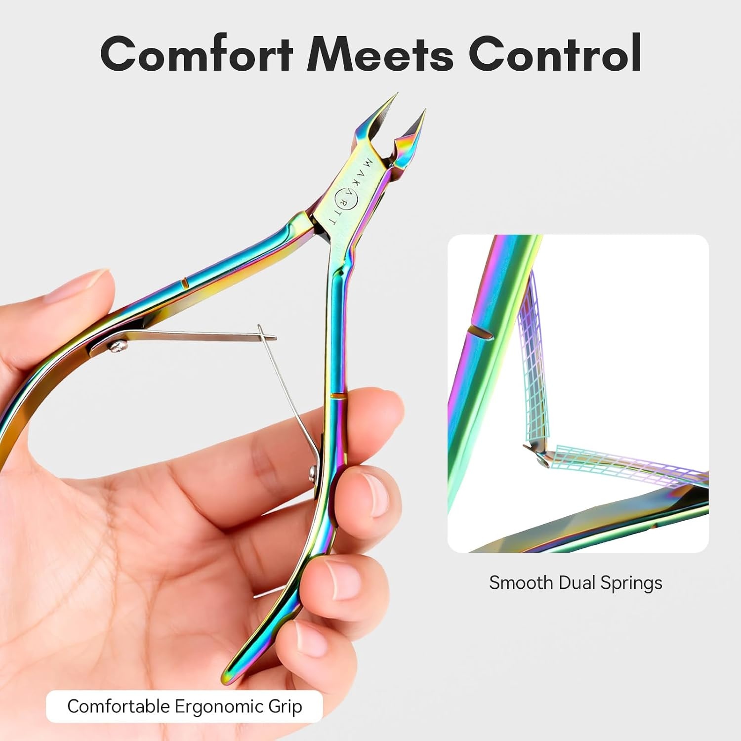 image:imageMakartt Cuticle Trimmer with Cuticle Pusher Stainless Steel Cuticles Nipper with Dual Spring Ergonomic Handle 7mm Blade amp DualEnded Pusher for Nail Care amp Gel Removal PinkMulticolored