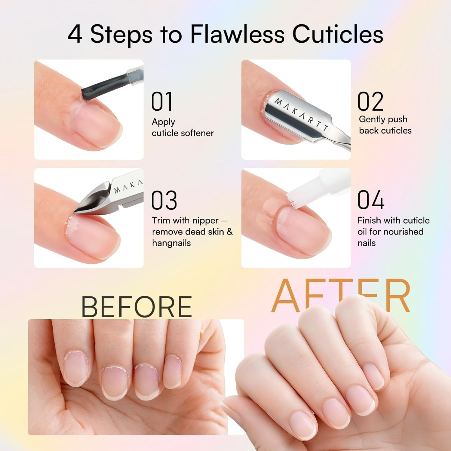 image:imageMakartt Cuticle Trimmer with Cuticle Pusher Stainless Steel Cuticles Nipper with Dual Spring Ergonomic Handle 7mm Blade amp DualEnded Pusher for Nail Care amp Gel Removal PinkBlack