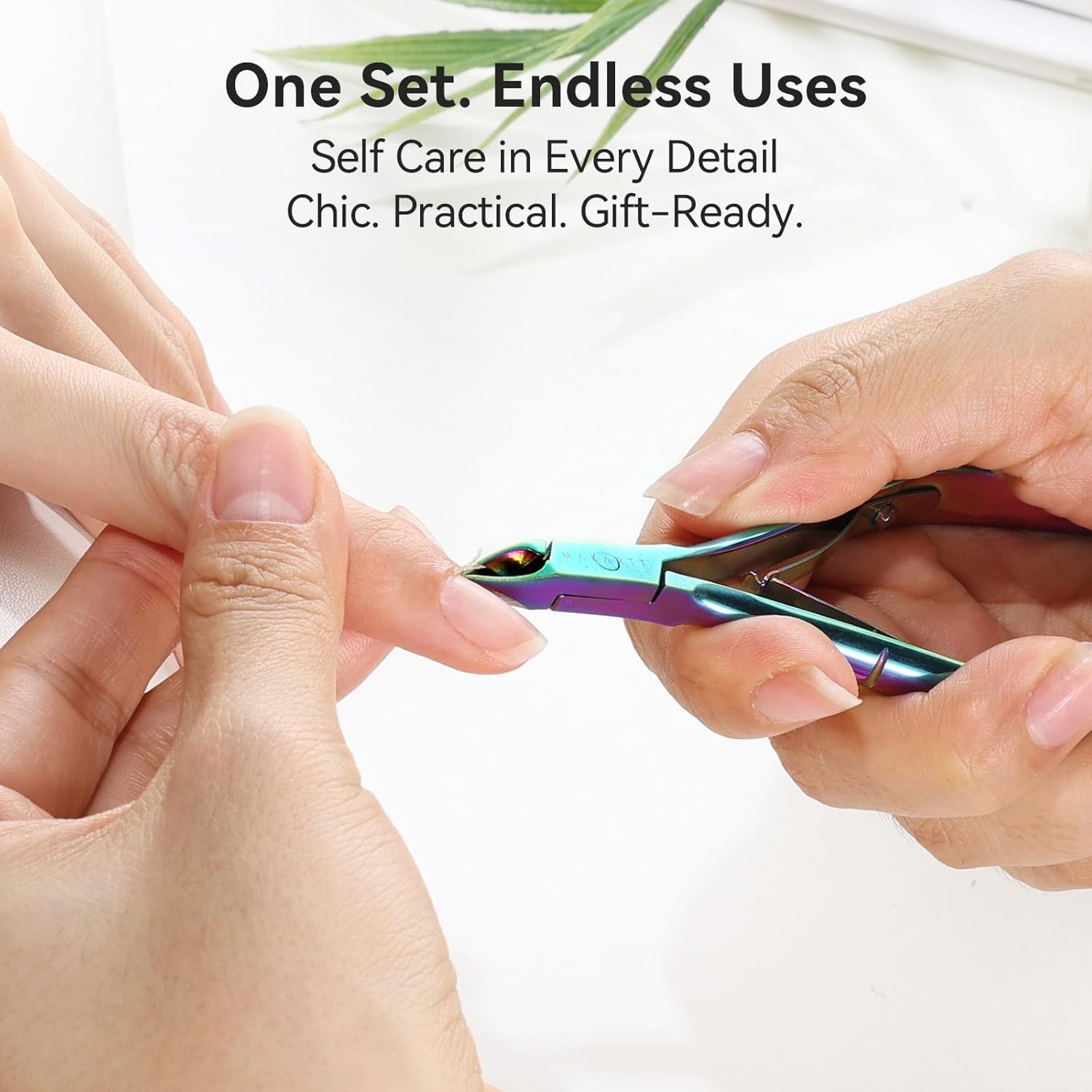 image:imageMakartt Cuticle Trimmer with Cuticle Pusher Stainless Steel Cuticles Nipper with Dual Spring Ergonomic Handle 7mm Blade amp DualEnded Pusher for Nail Care amp Gel Removal PinkMulticolored