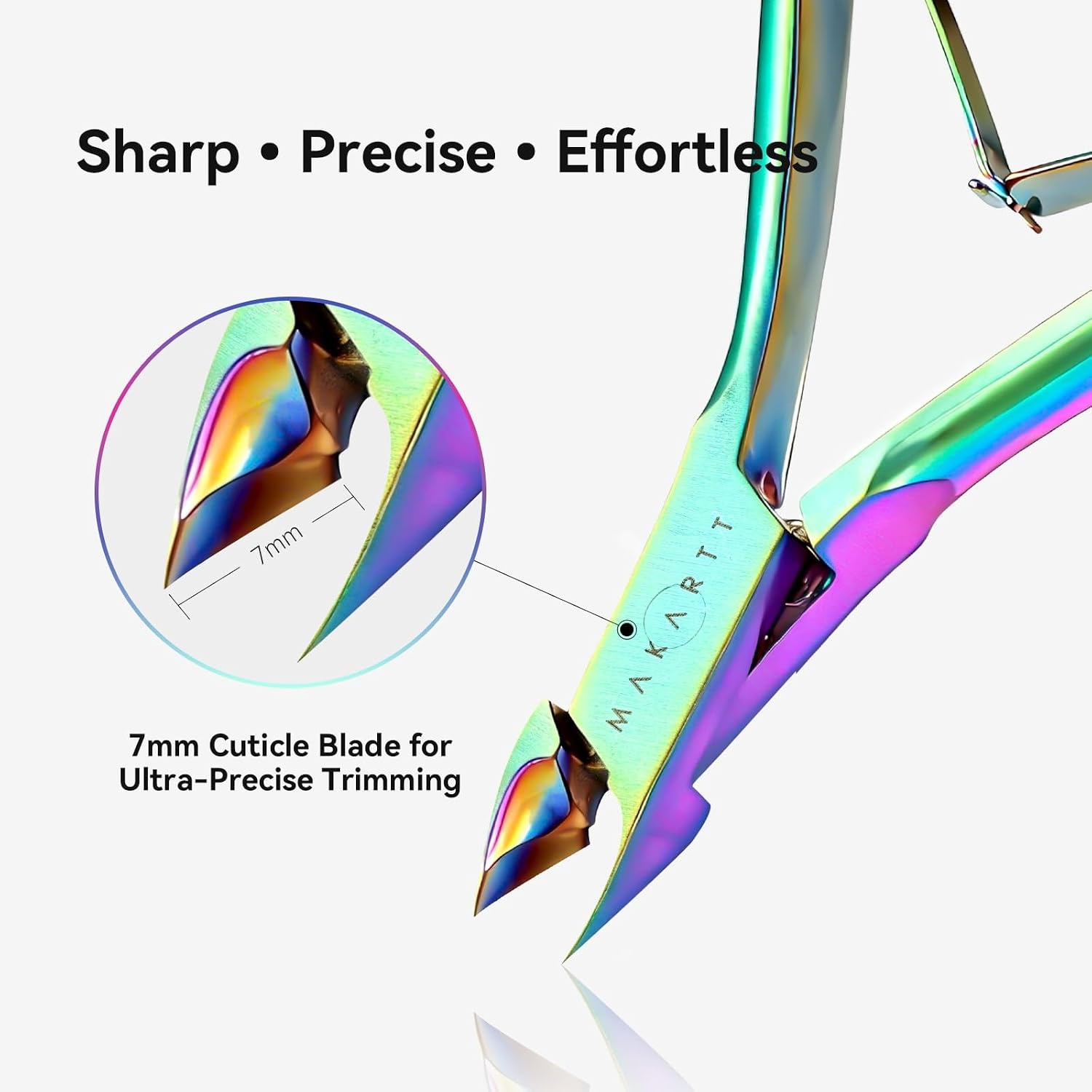 image:imageMakartt Cuticle Trimmer with Cuticle Pusher Stainless Steel Cuticles Nipper with Dual Spring Ergonomic Handle 7mm Blade amp DualEnded Pusher for Nail Care amp Gel Removal PinkMulticolored