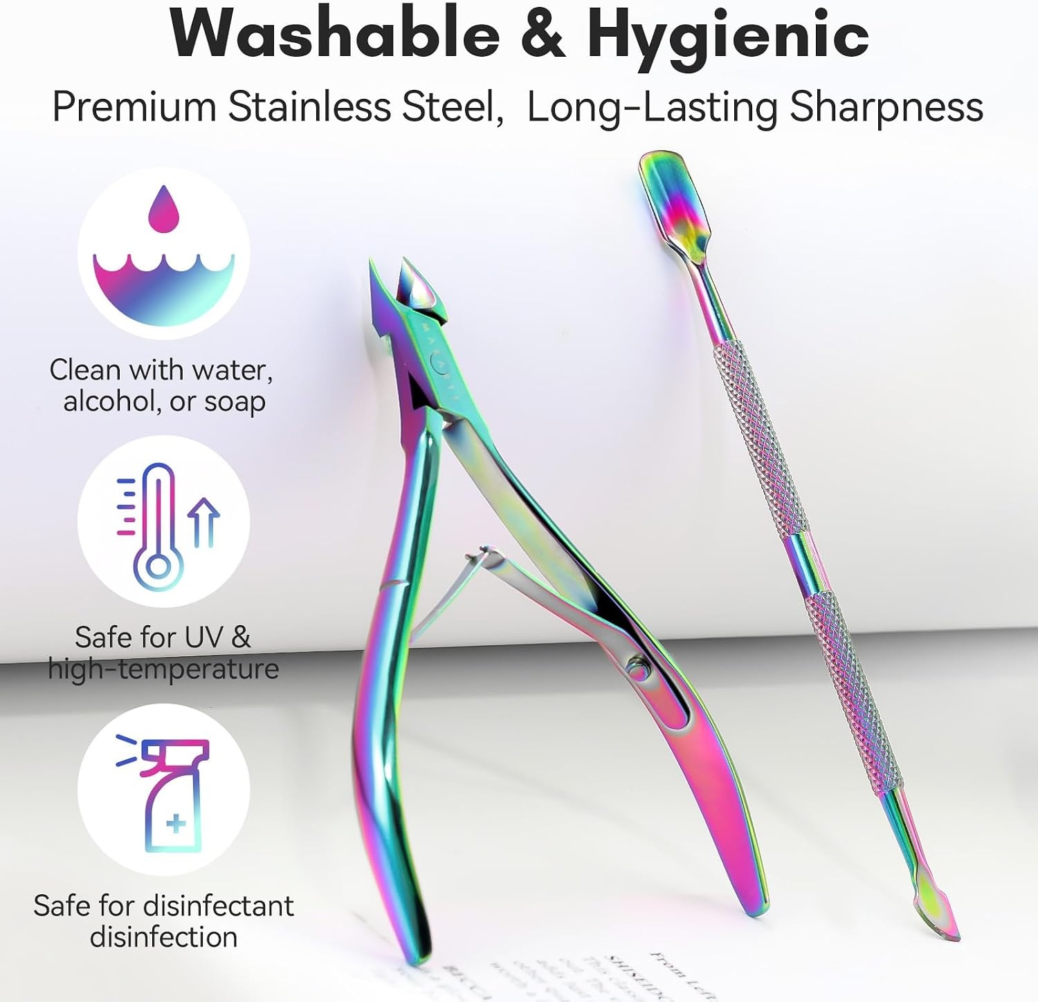 image:imageMakartt Cuticle Trimmer with Cuticle Pusher Stainless Steel Cuticles Nipper with Dual Spring Ergonomic Handle 7mm Blade amp DualEnded Pusher for Nail Care amp Gel Removal PinkMulticolored